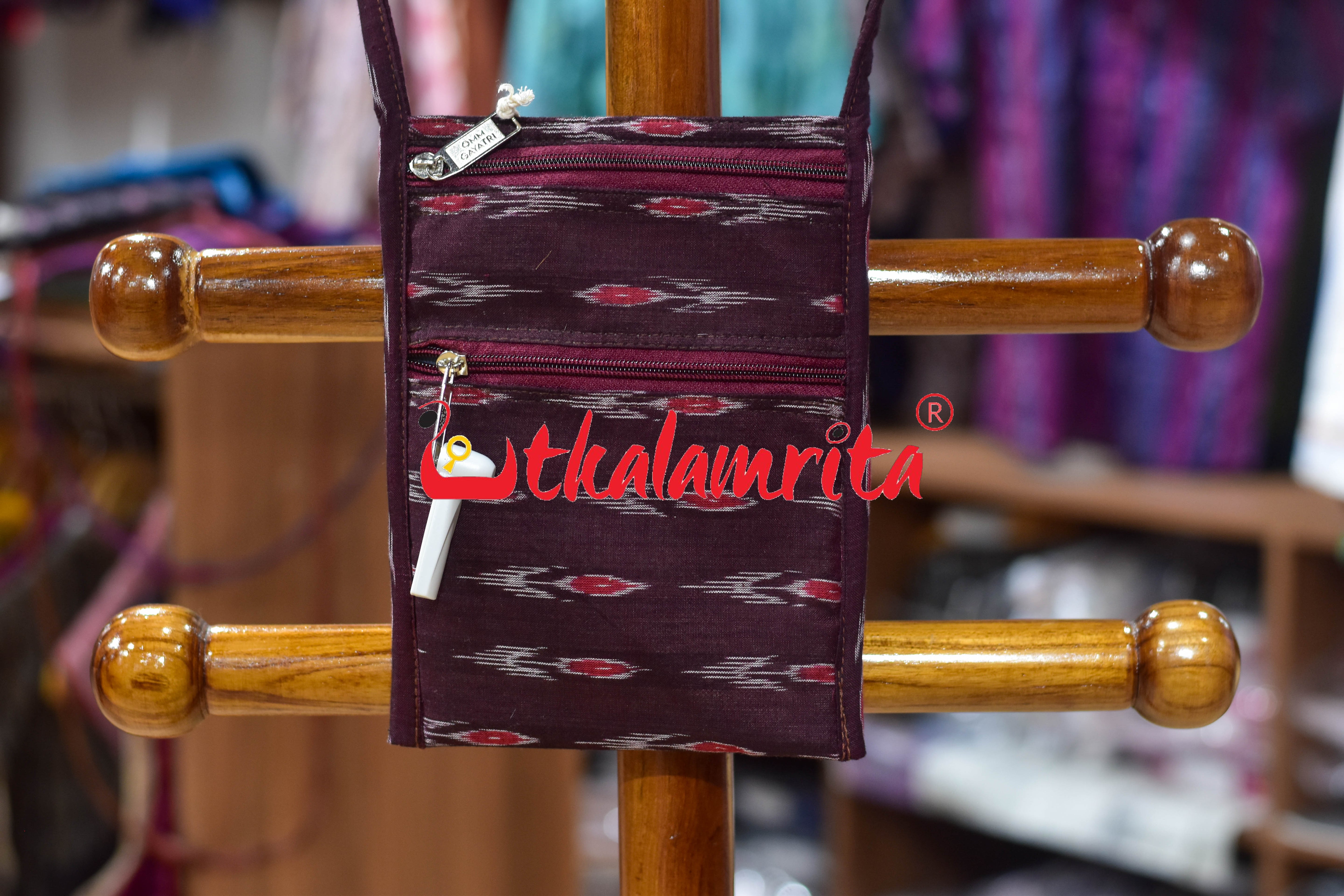 Maroon Labanga Bandha Mobile Sling Bag