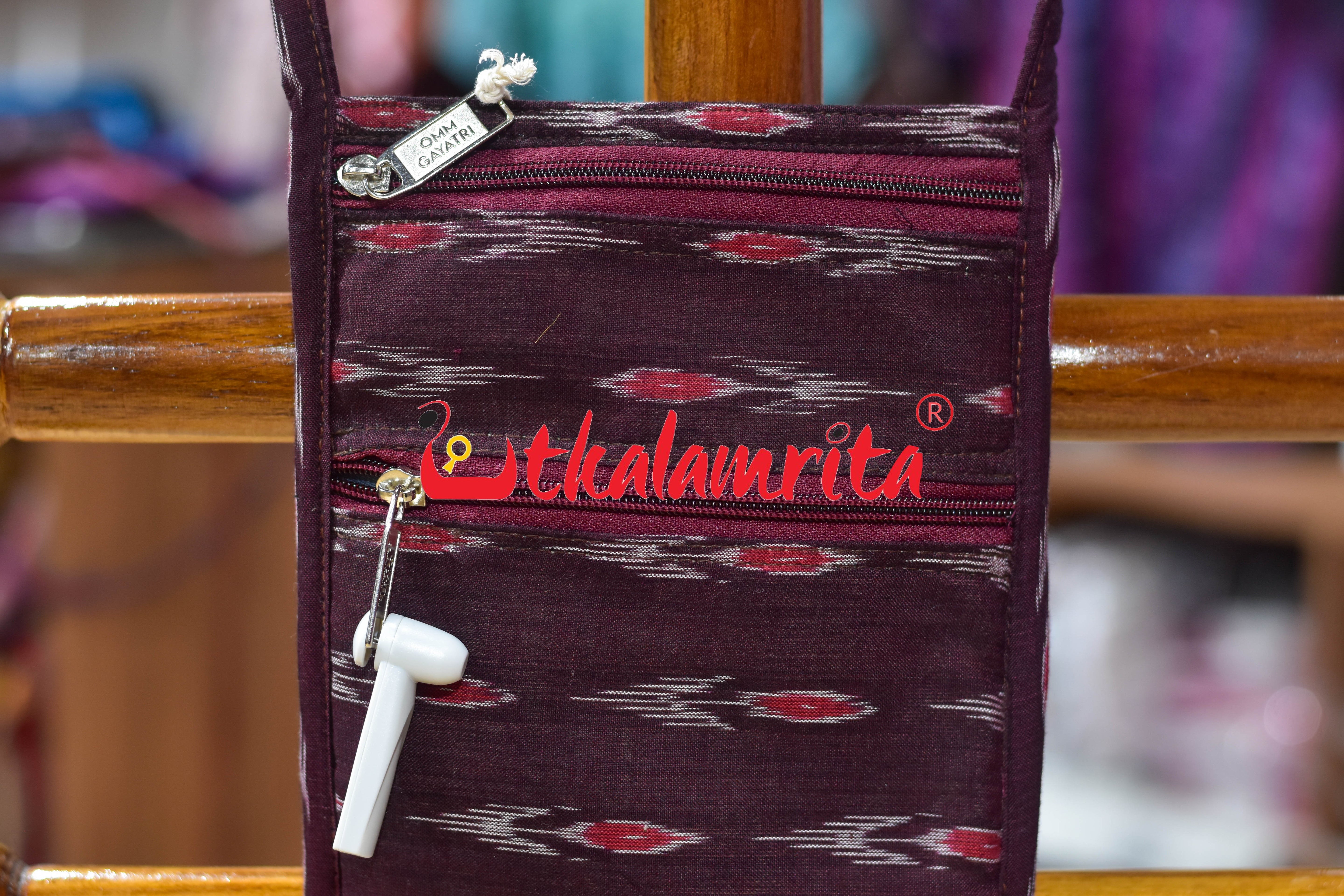 Maroon Labanga Bandha Mobile Sling Bag