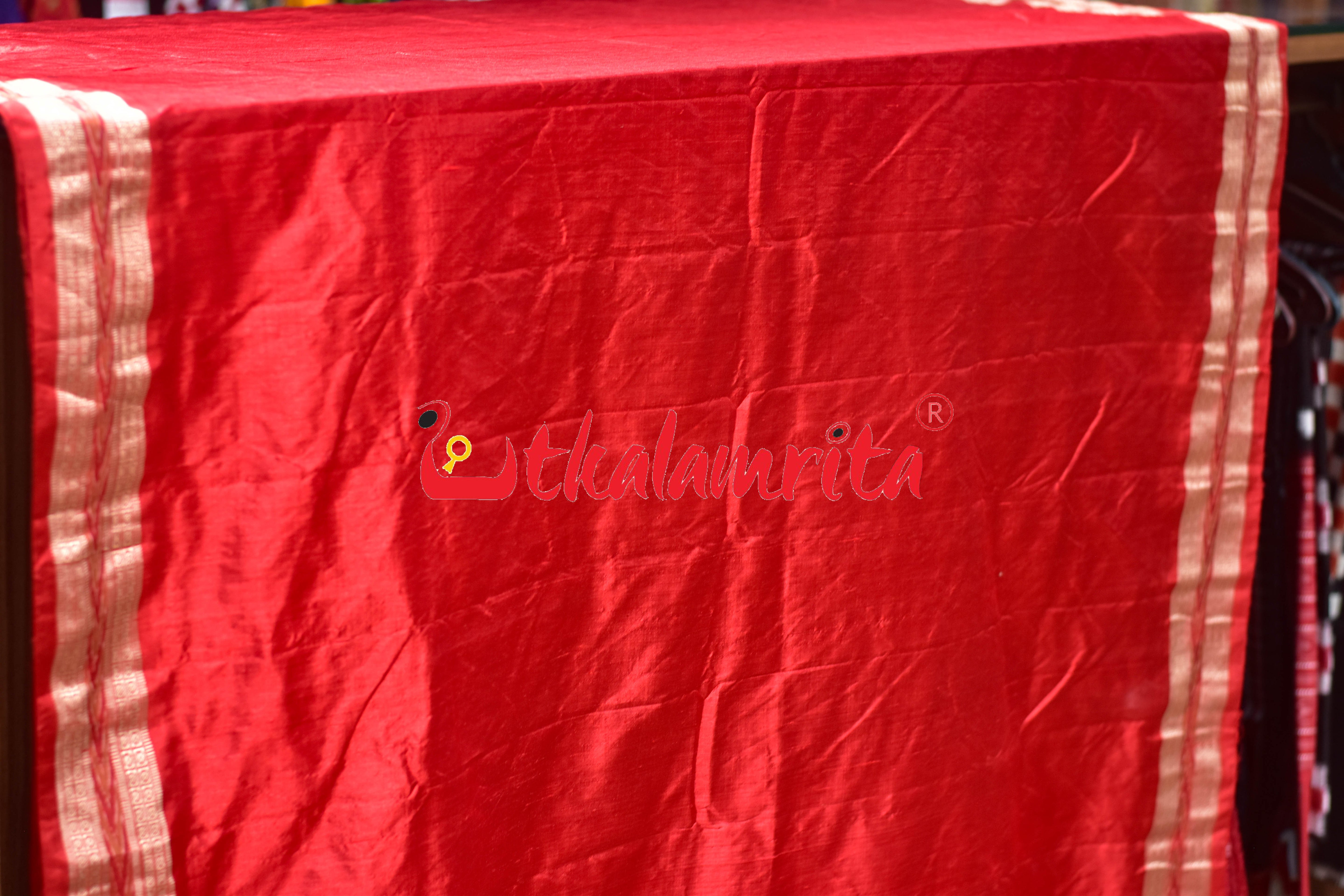 Red Dhanpatri Border Khandua Silk (Fabric)
