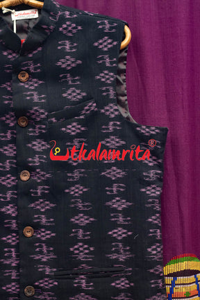 Black Pink Swastik and Pasapali Ikat (Modi Jacket)