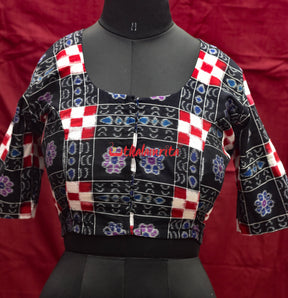 Black Flower Kothi Pasapali Cotton (Blouse)