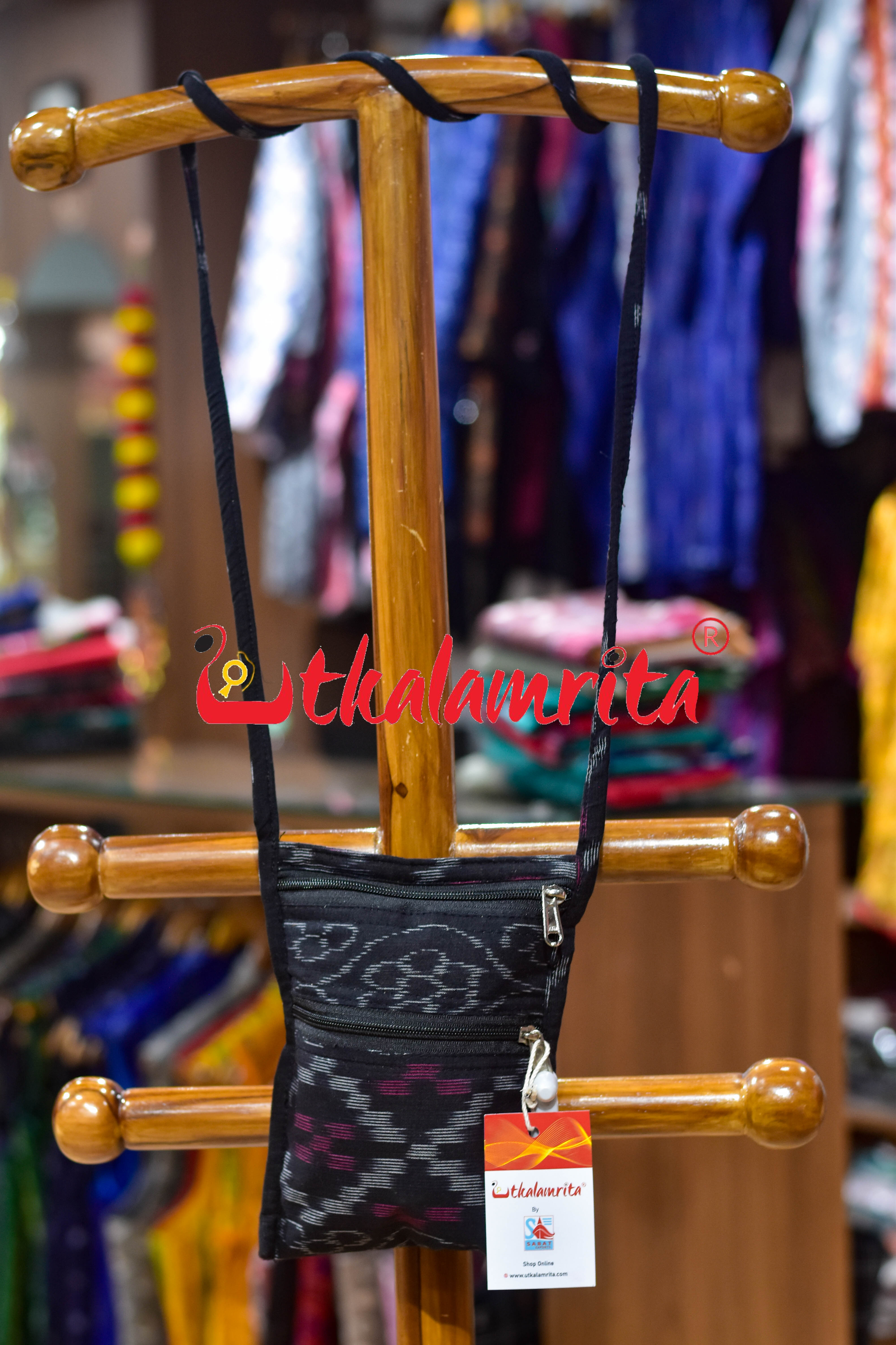 Black Tetris Mobile Sling Bag