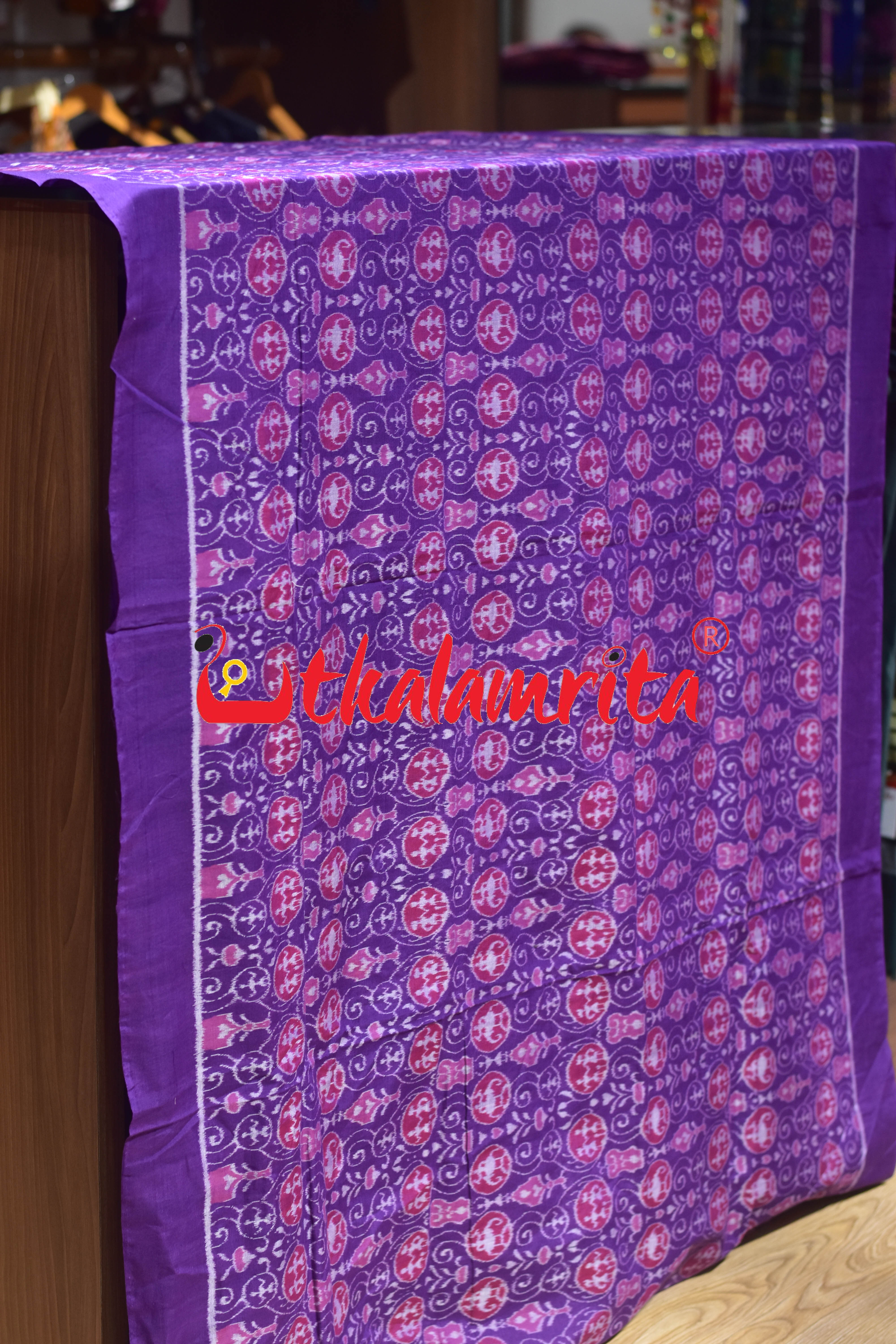 Purple Flower Tribals Sambalpuri Cotton (Fabric)