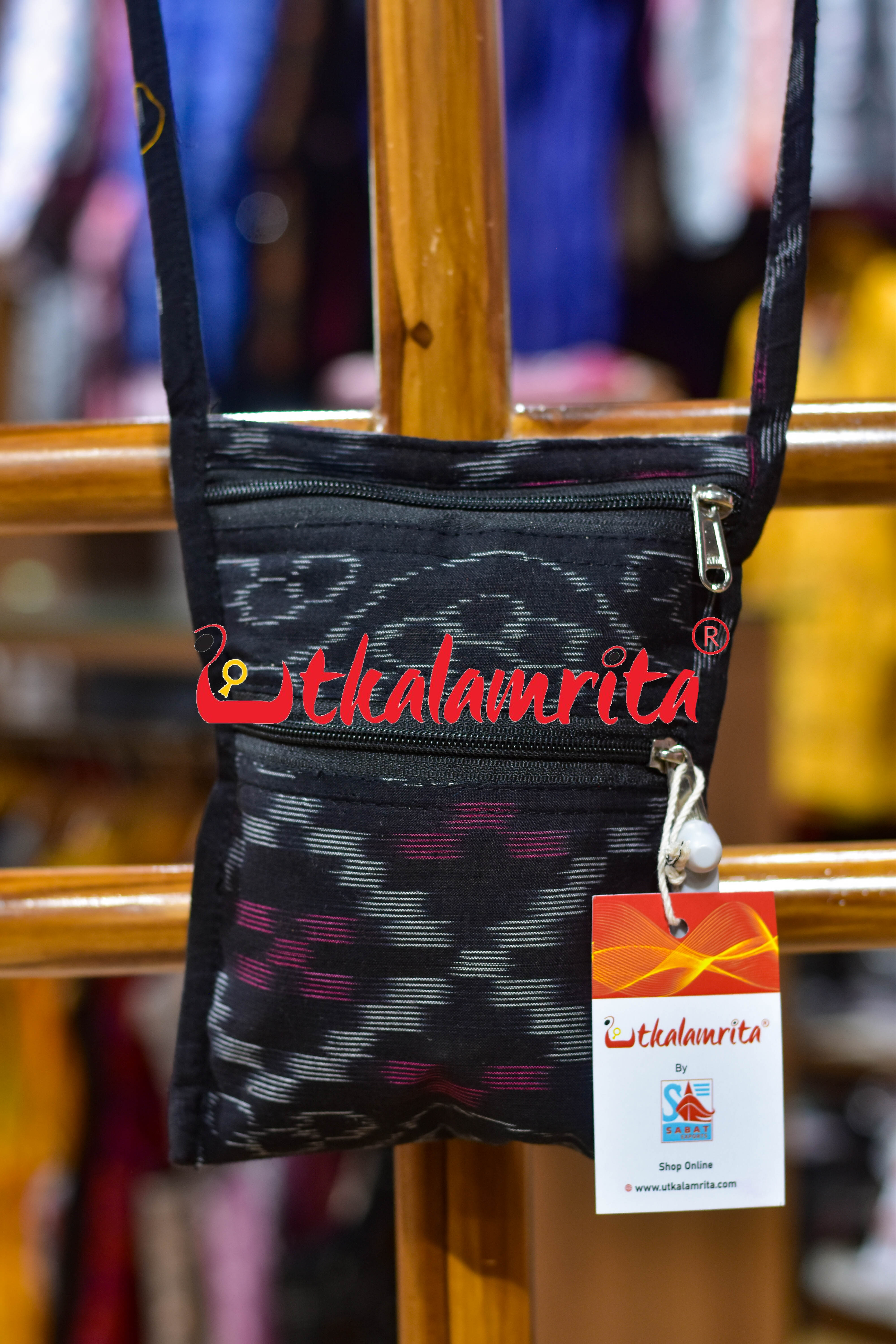 Black Tetris Mobile Sling Bag