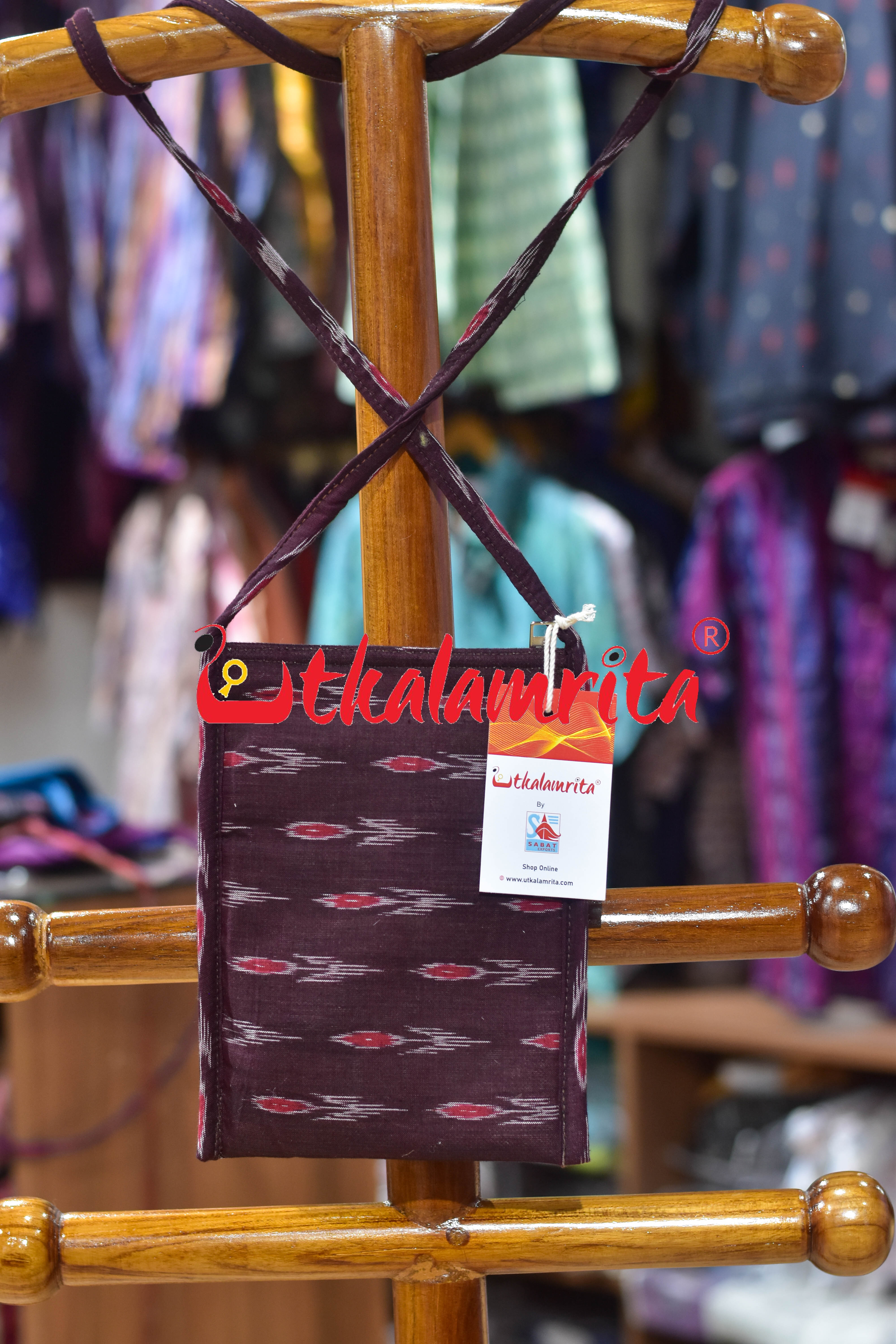 Maroon Labanga Bandha Mobile Sling Bag