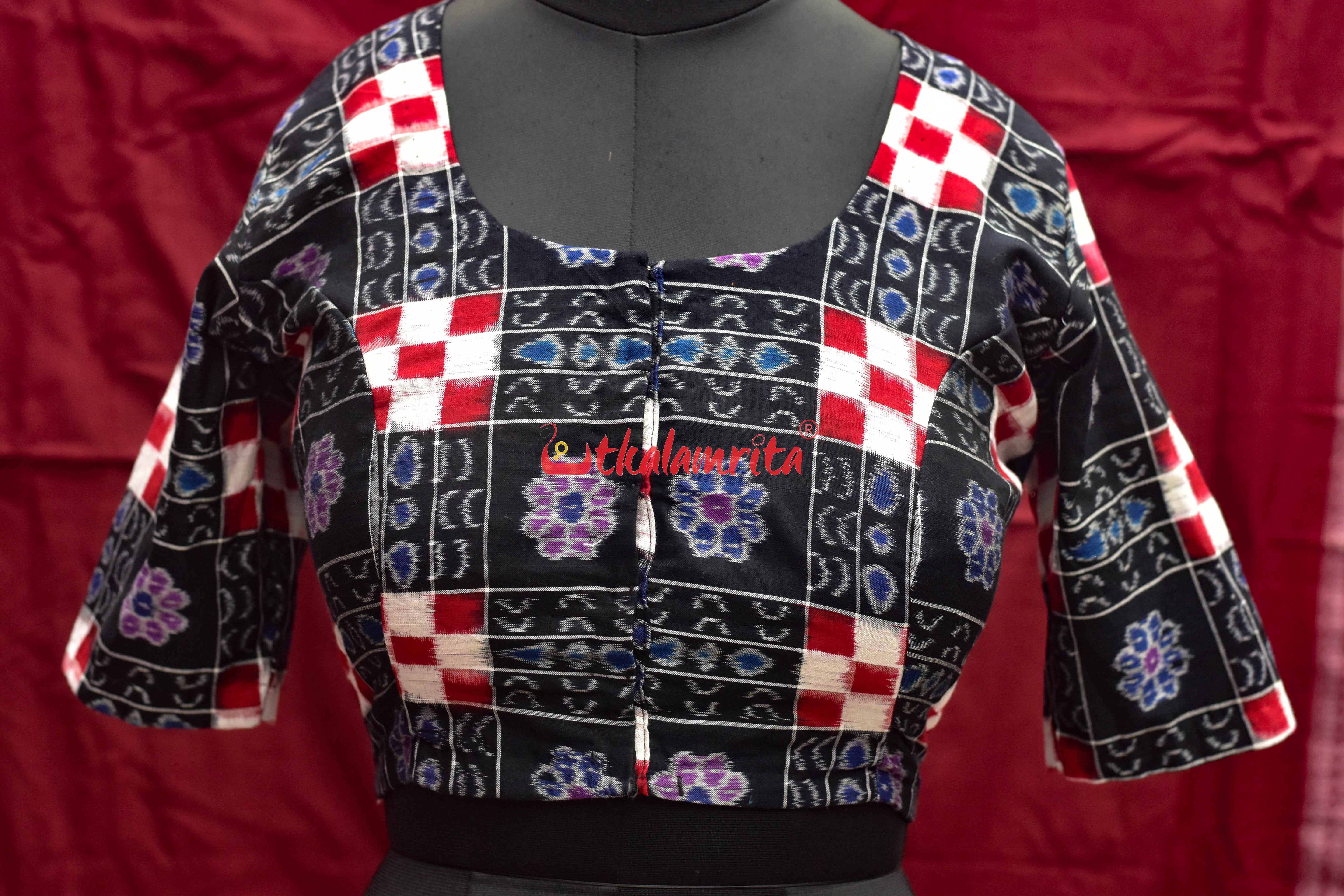 Black Flower Kothi Pasapali Cotton (Blouse)