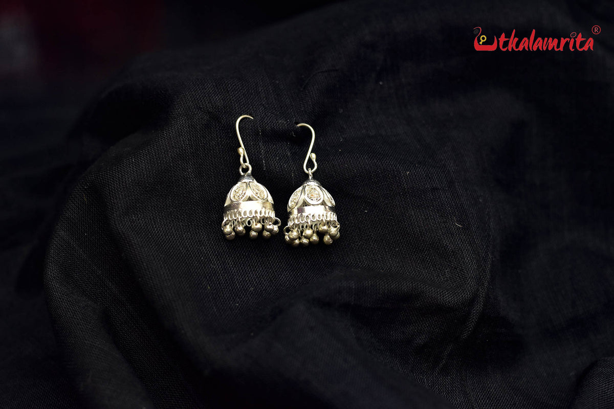 Small Flower Silver Jhumka (Danglers)