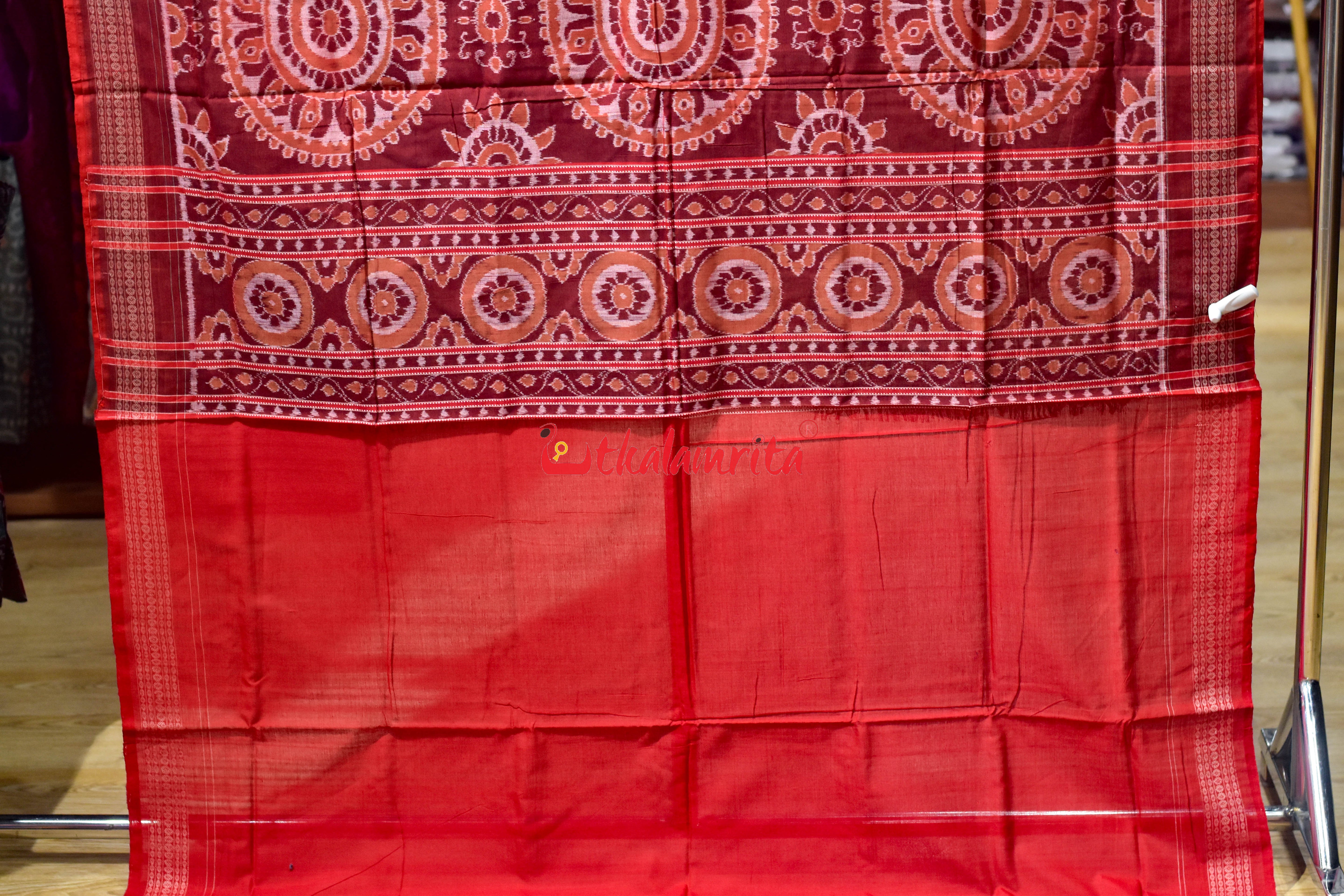 Teal Blue Hathi Chakra Sambalpuri Cotton Saree