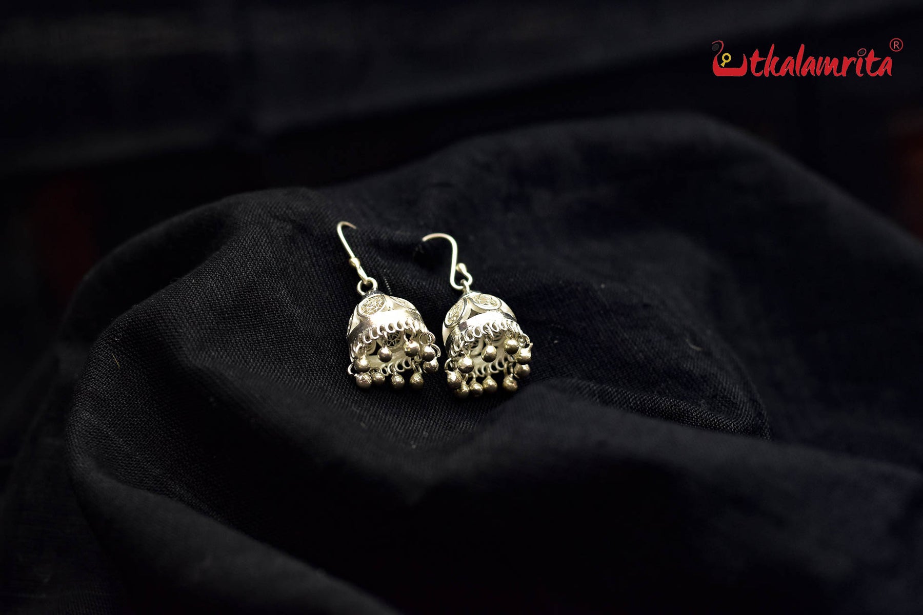 Small Flower Silver Jhumka