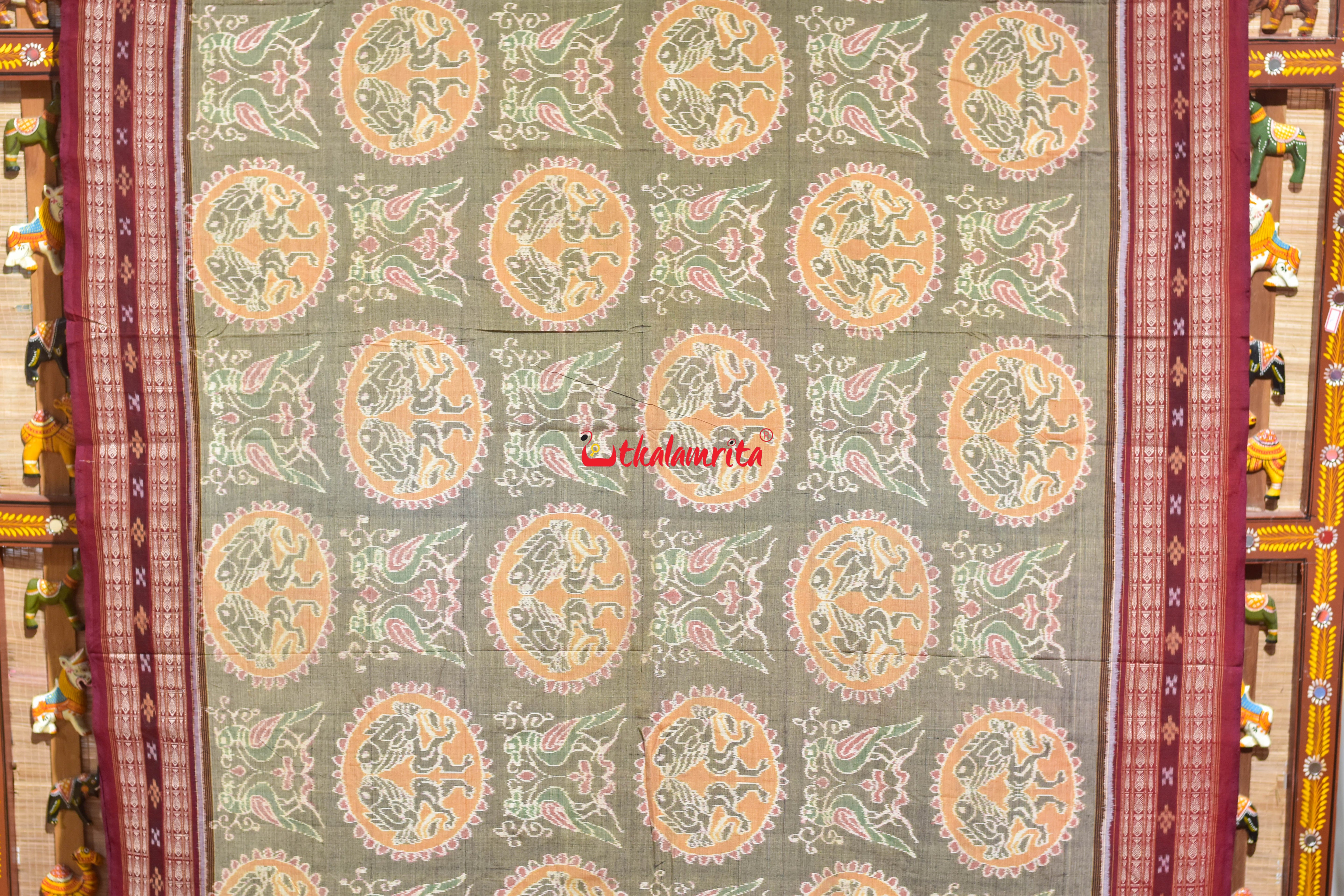 Charcoal Grey Rupa Chadhei Sambalpuri Cotton Saree