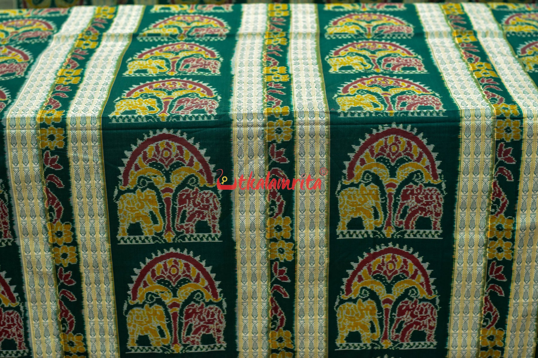 Green Nartaki Sambalpuri Cotton (Fabric)