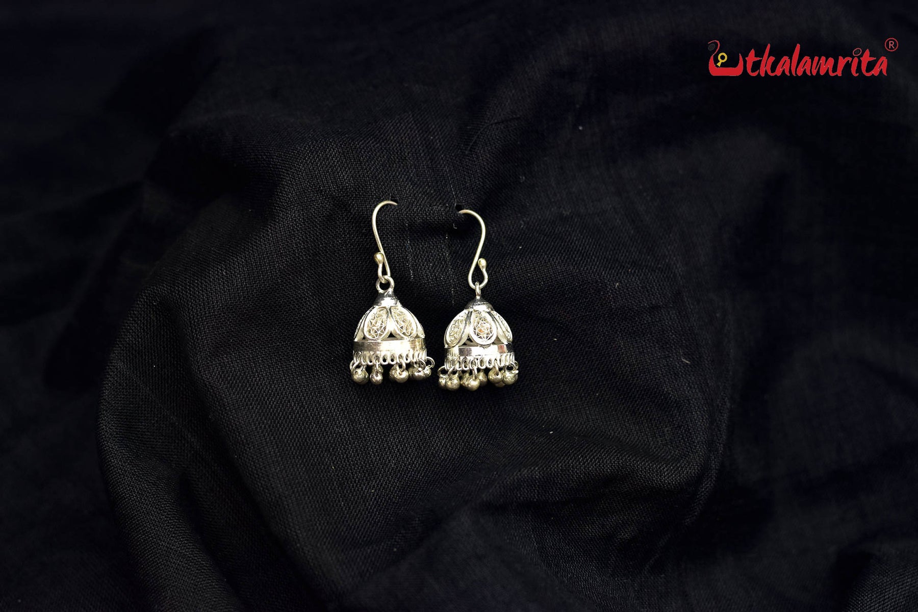 Small Flower Silver Jhumka