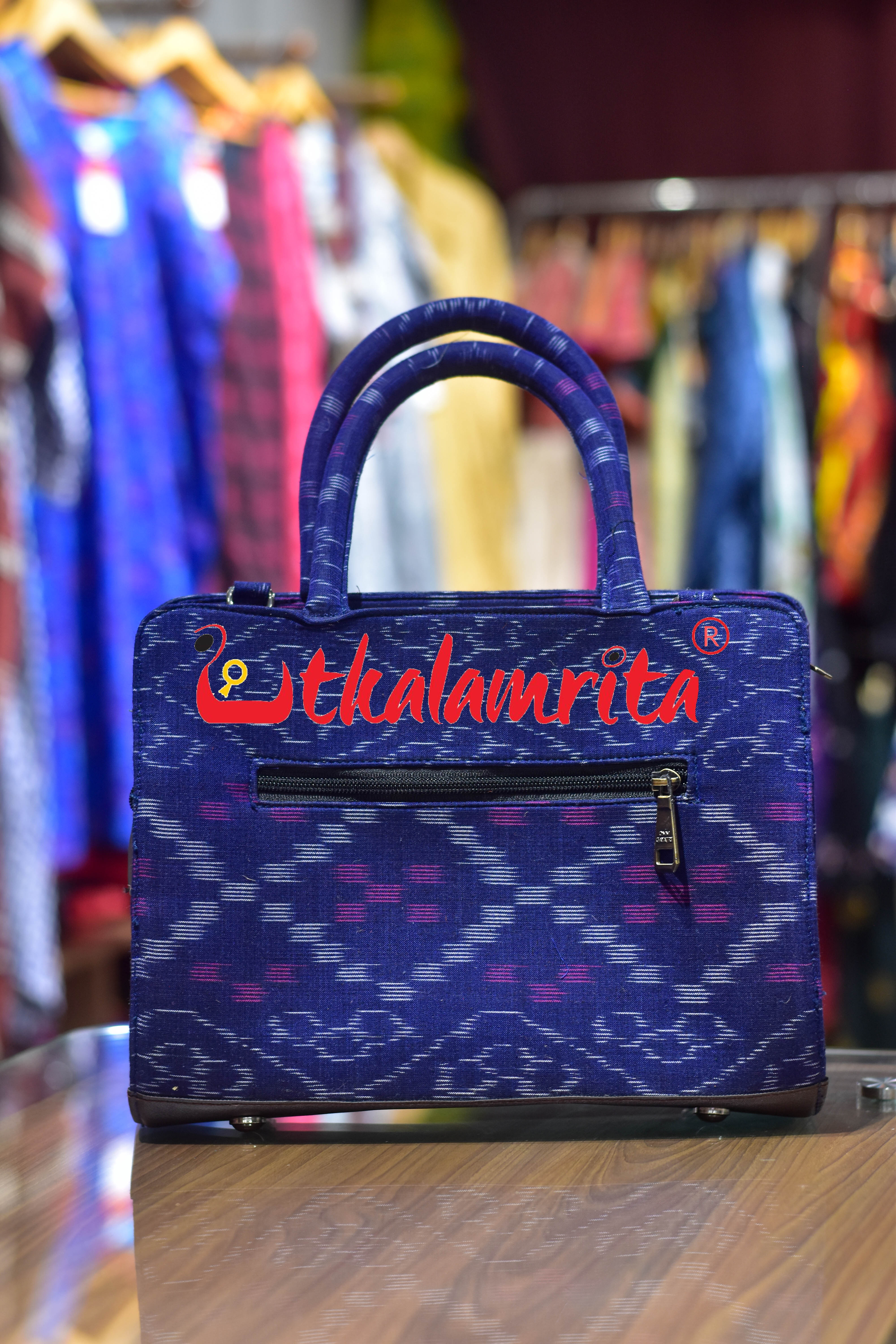 Blue Tetris Medium Vanity Bag