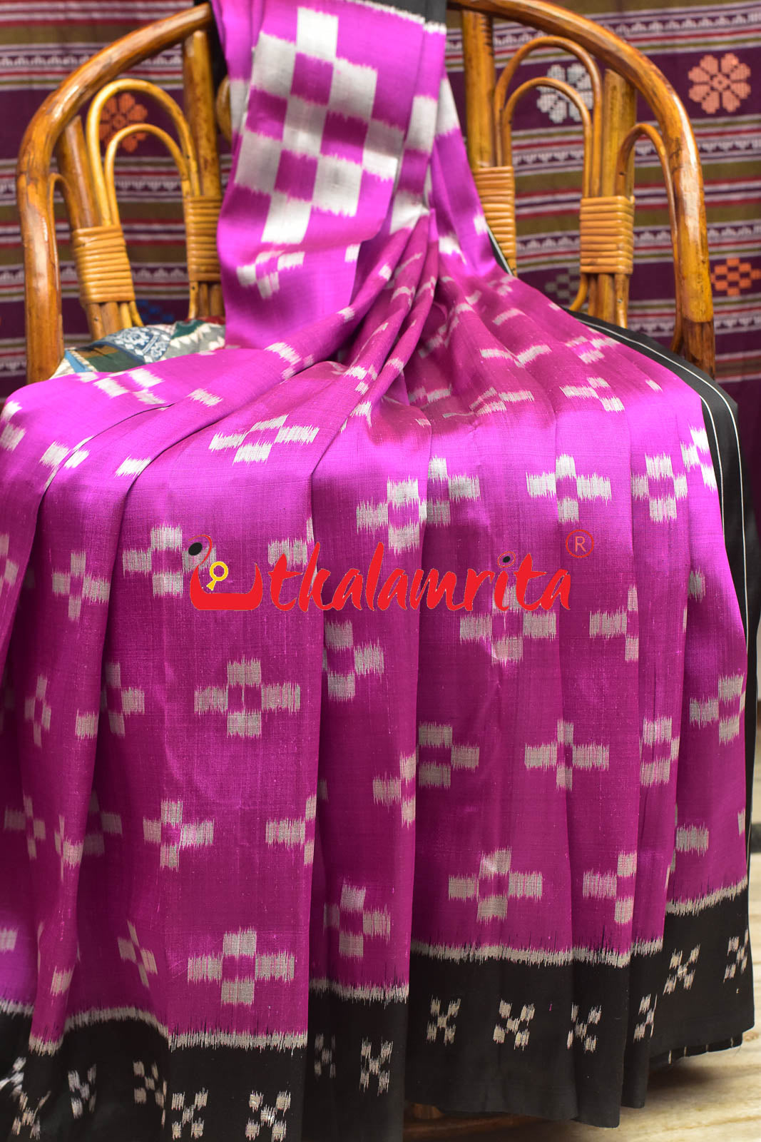 Pink Big Pasapali Khandua Silk Saree