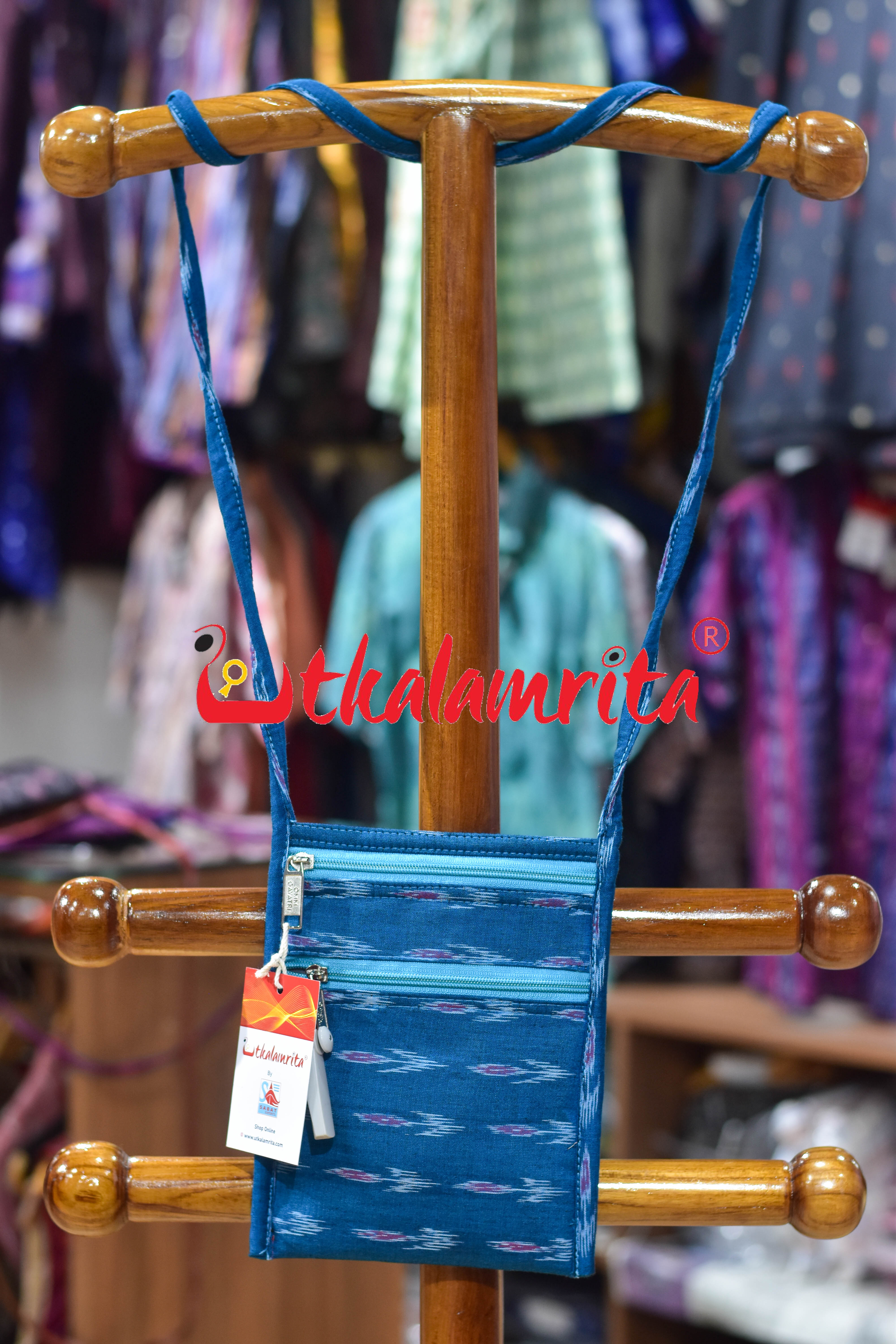 Prussian Blue Labanga Bandha Mobile Sling Bag