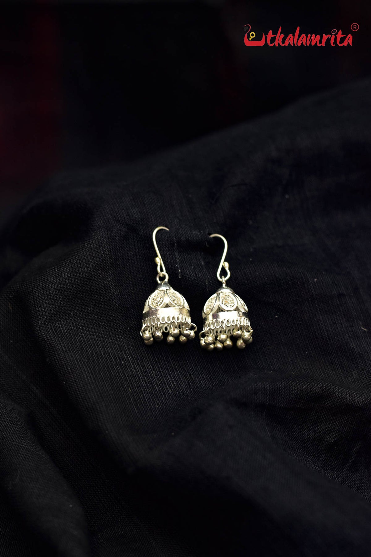 Small Flower Silver Jhumka (Danglers)