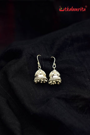 Small Flower Silver Jhumka