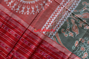 Peach 3D Tribals Sambalpuri Silk Saree