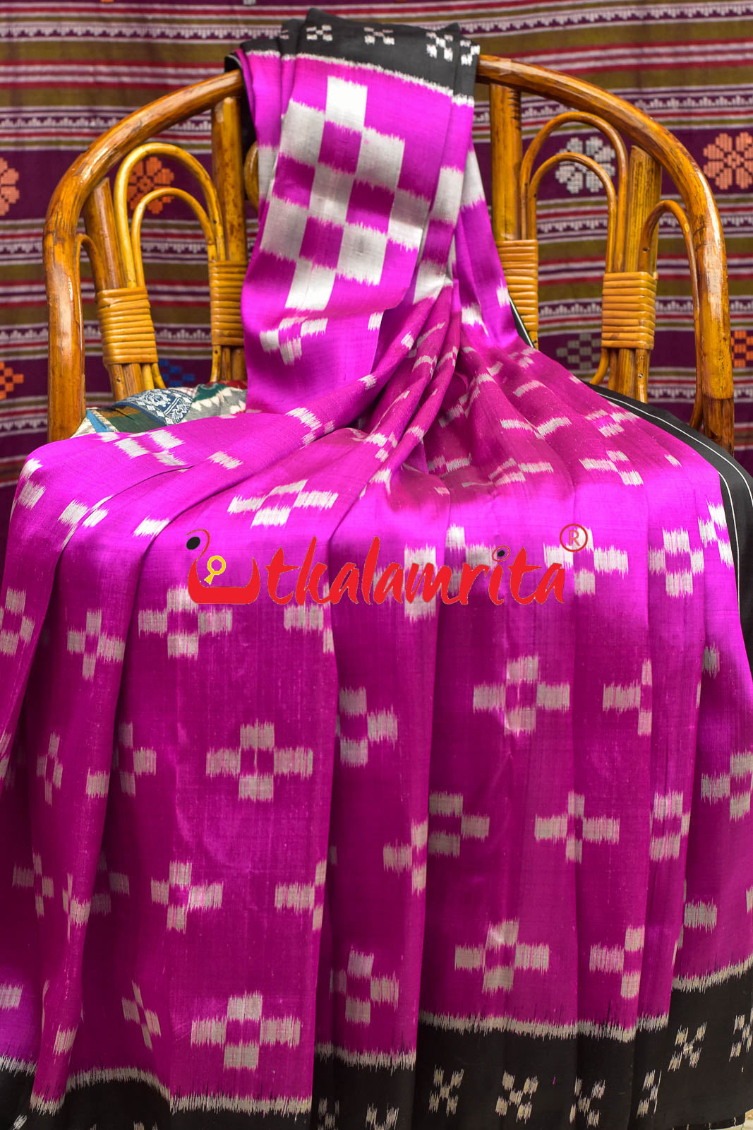 Pink Big Pasapali Khandua Silk Saree