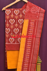 Red Body With Heart Pasapali Sambalpuri Dress Set