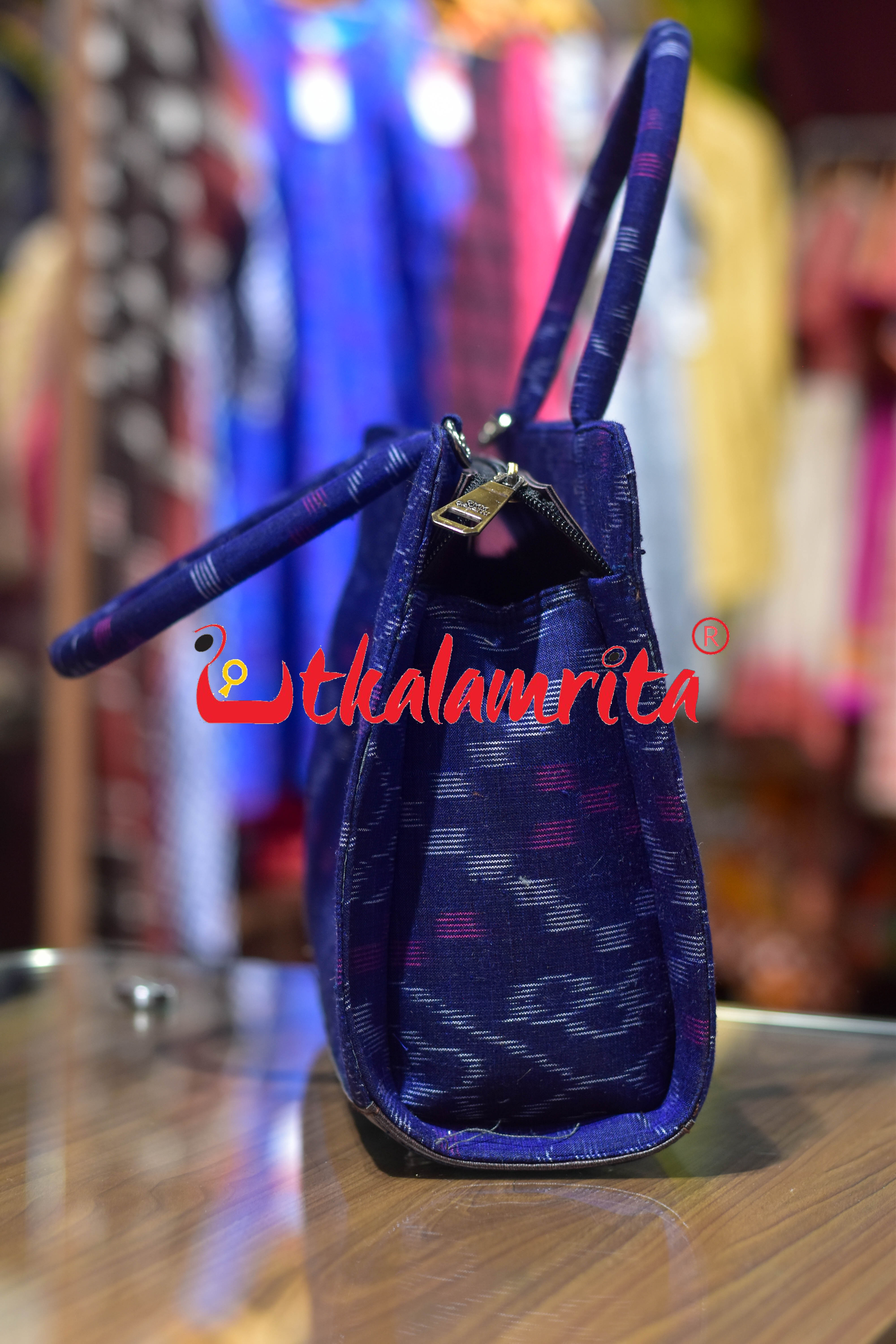 Blue Tetris Medium Vanity Bag