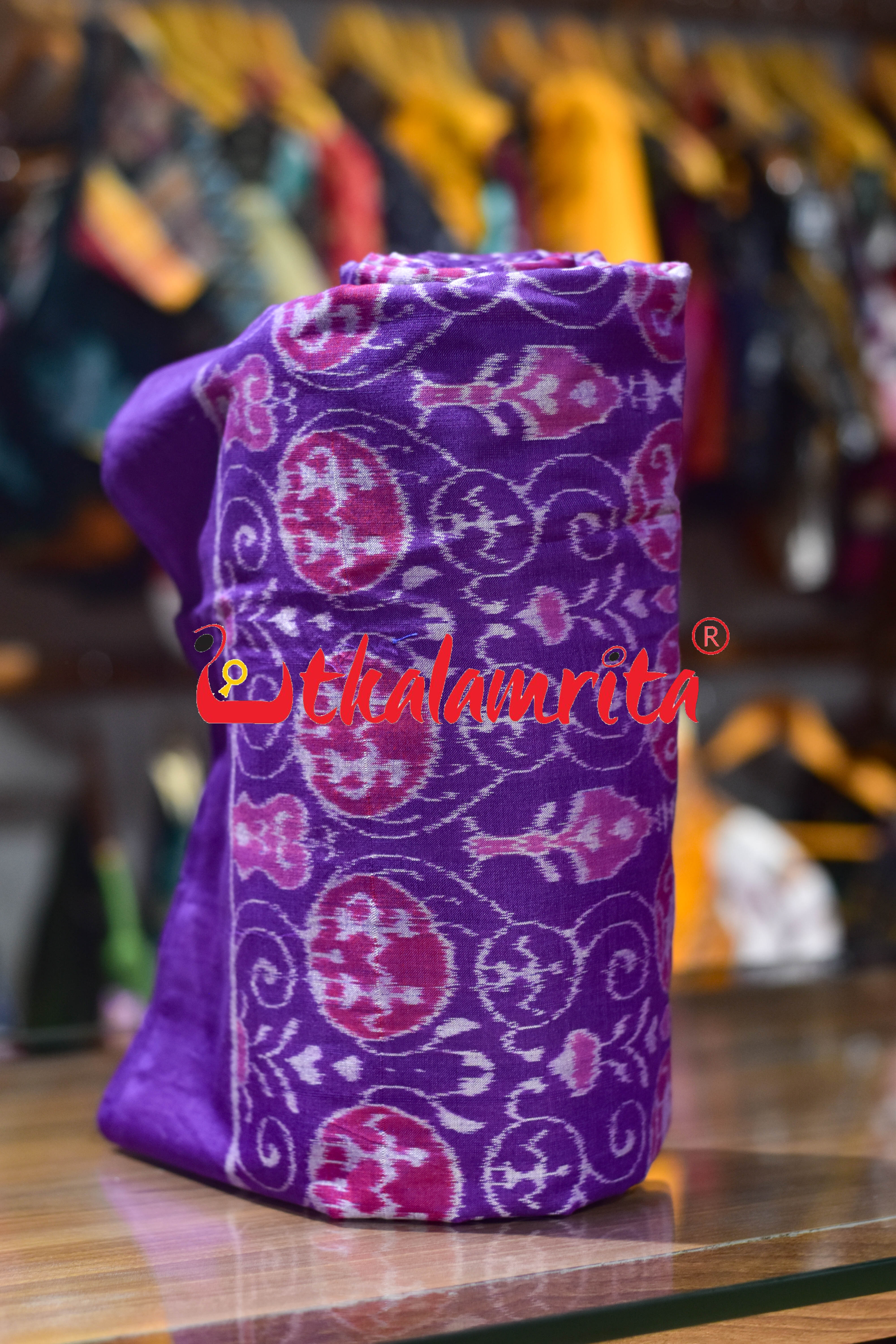 Purple Flower Tribals Sambalpuri Cotton (Fabric)