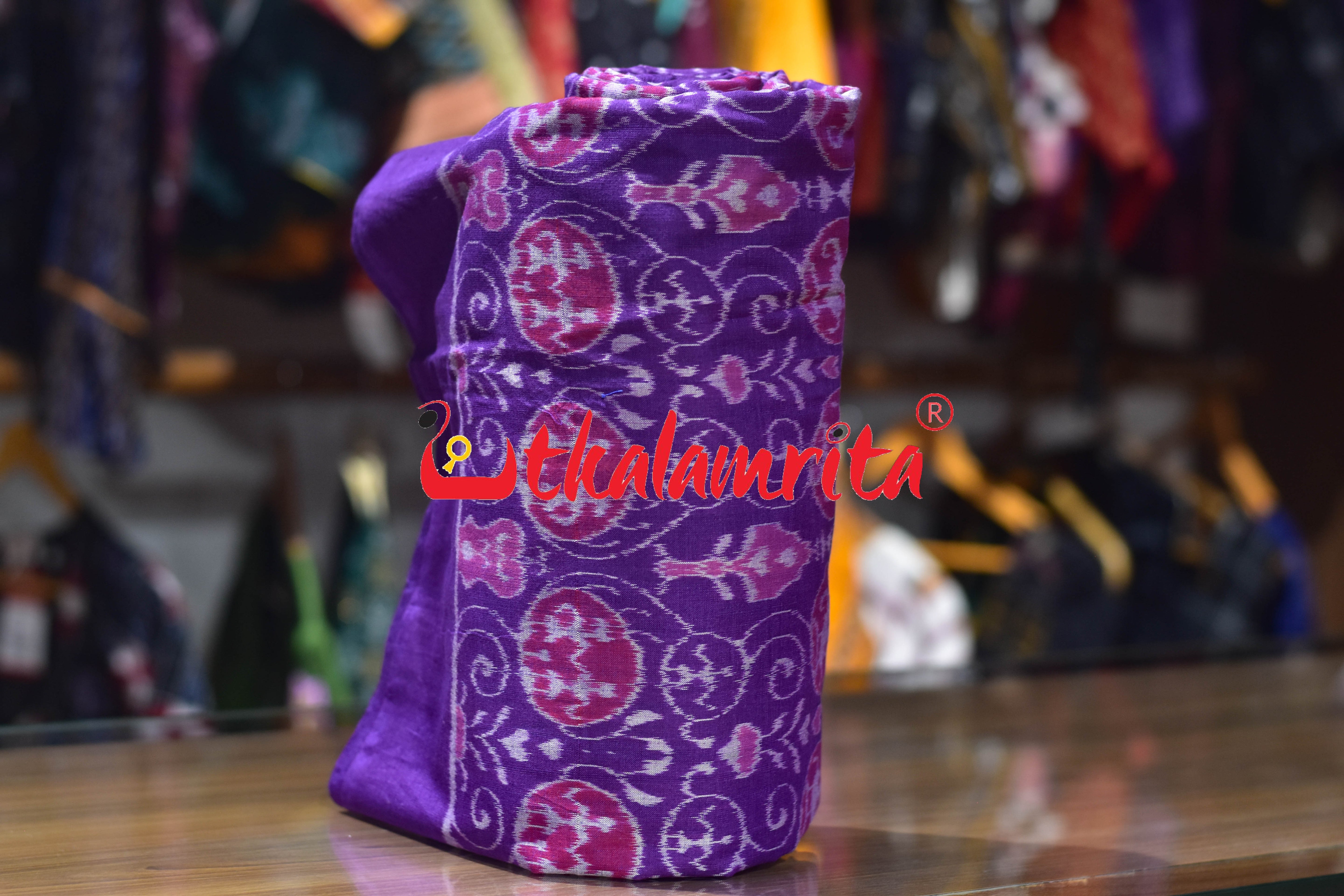 Purple Flower Tribals Sambalpuri Cotton (Fabric)