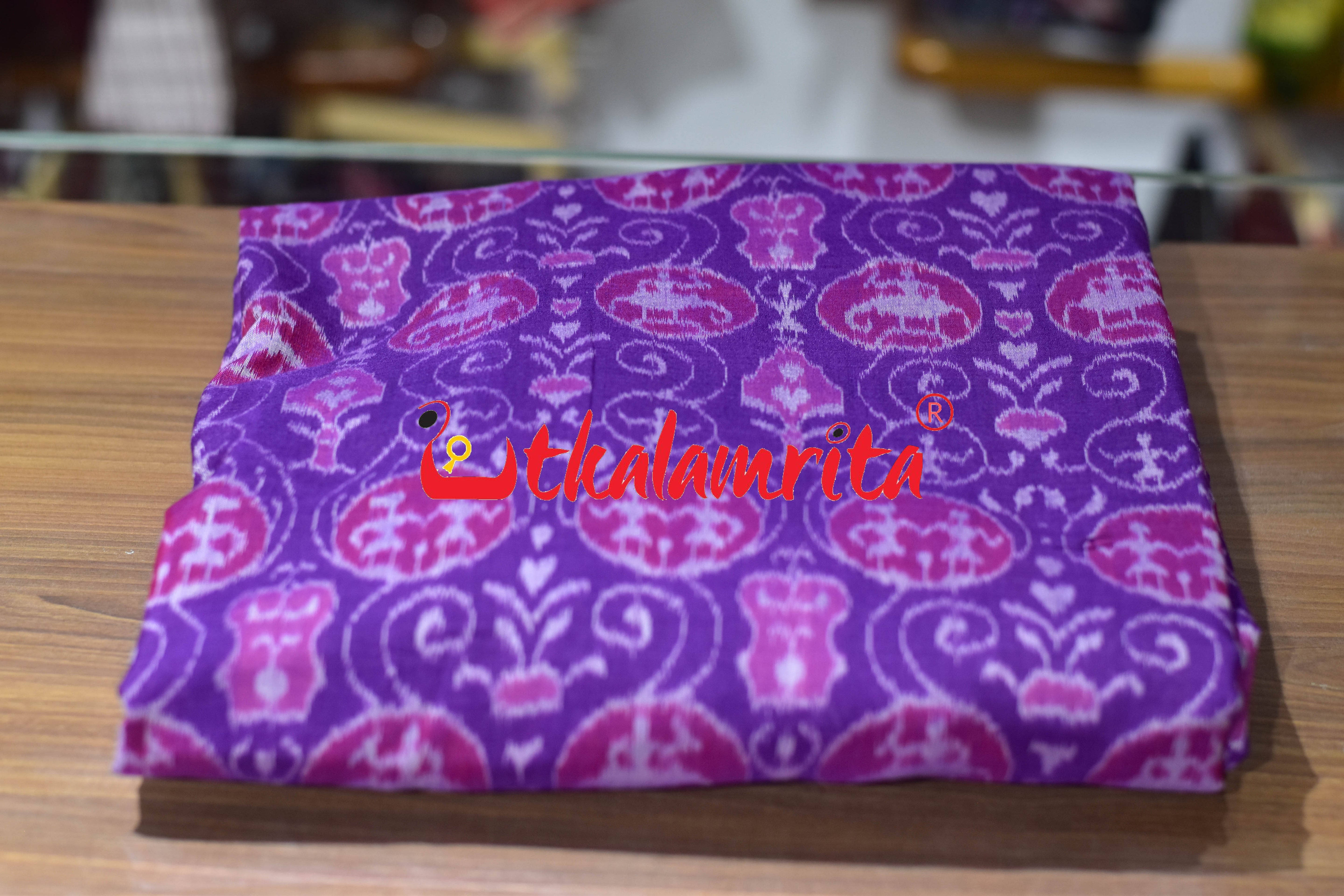 Purple Flower Tribals Sambalpuri Cotton (Fabric)