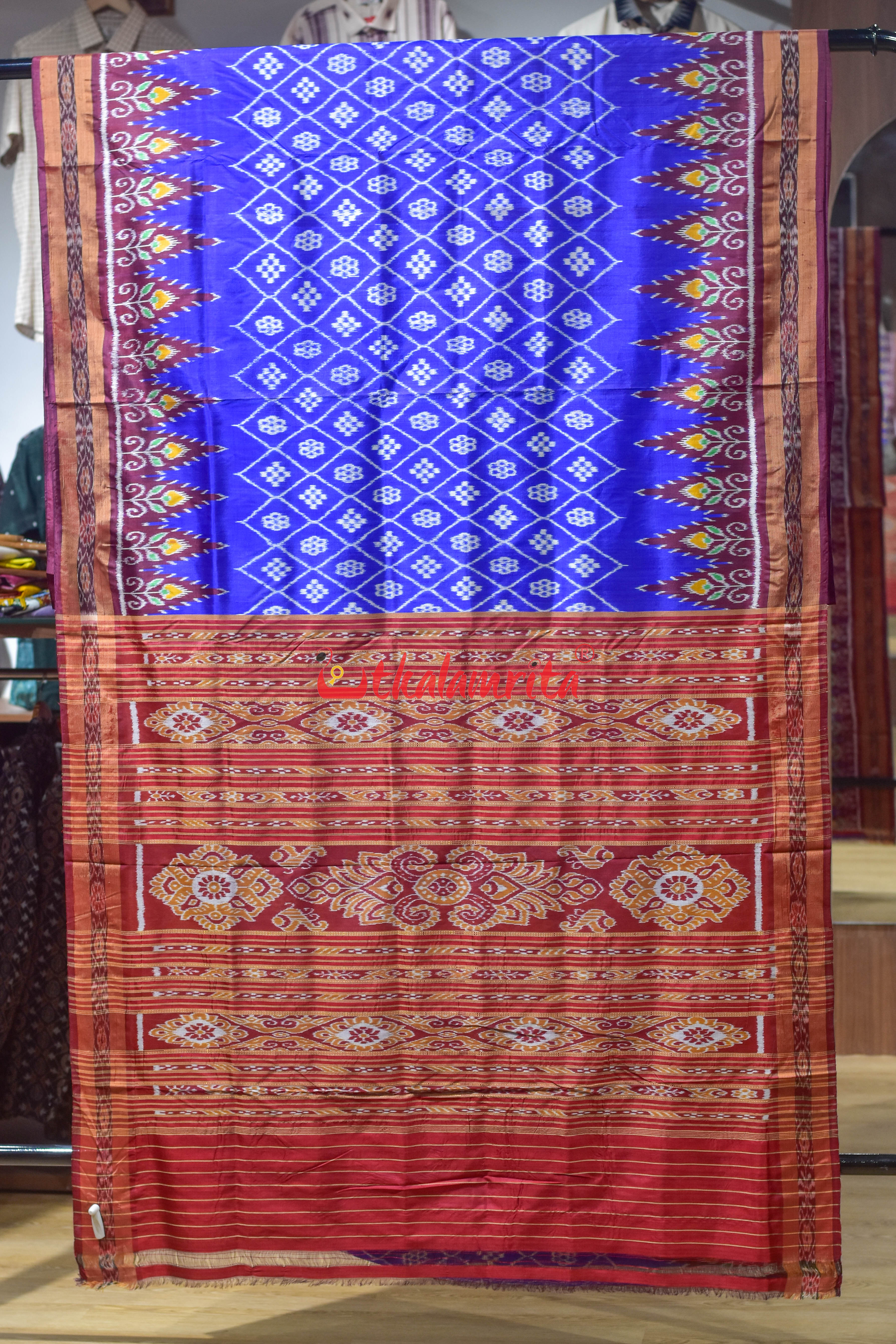 Blue Pasapali Body Khandua Silk Saree