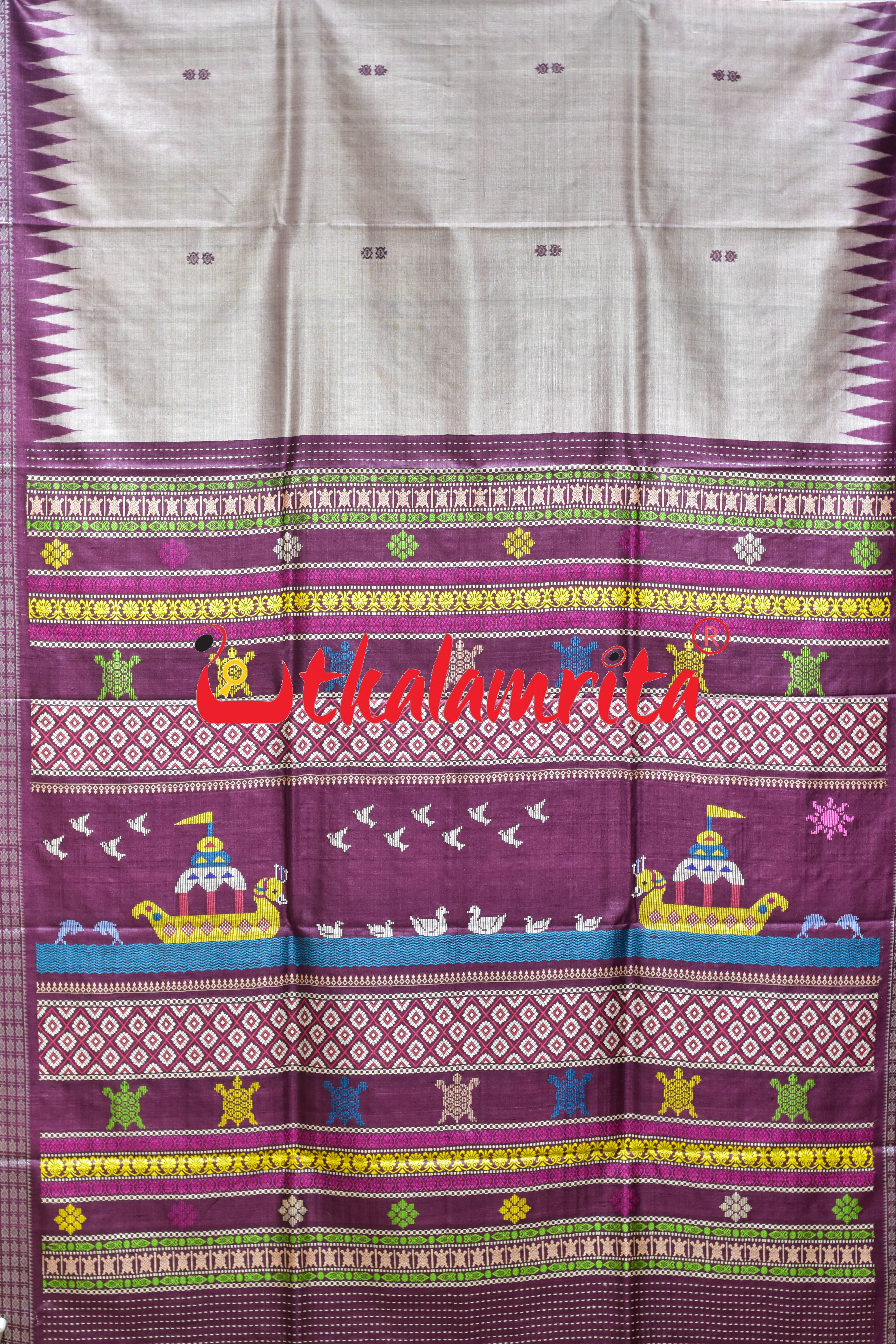 Boita Olive Ridley Natural Wine Tussar Silk Saree