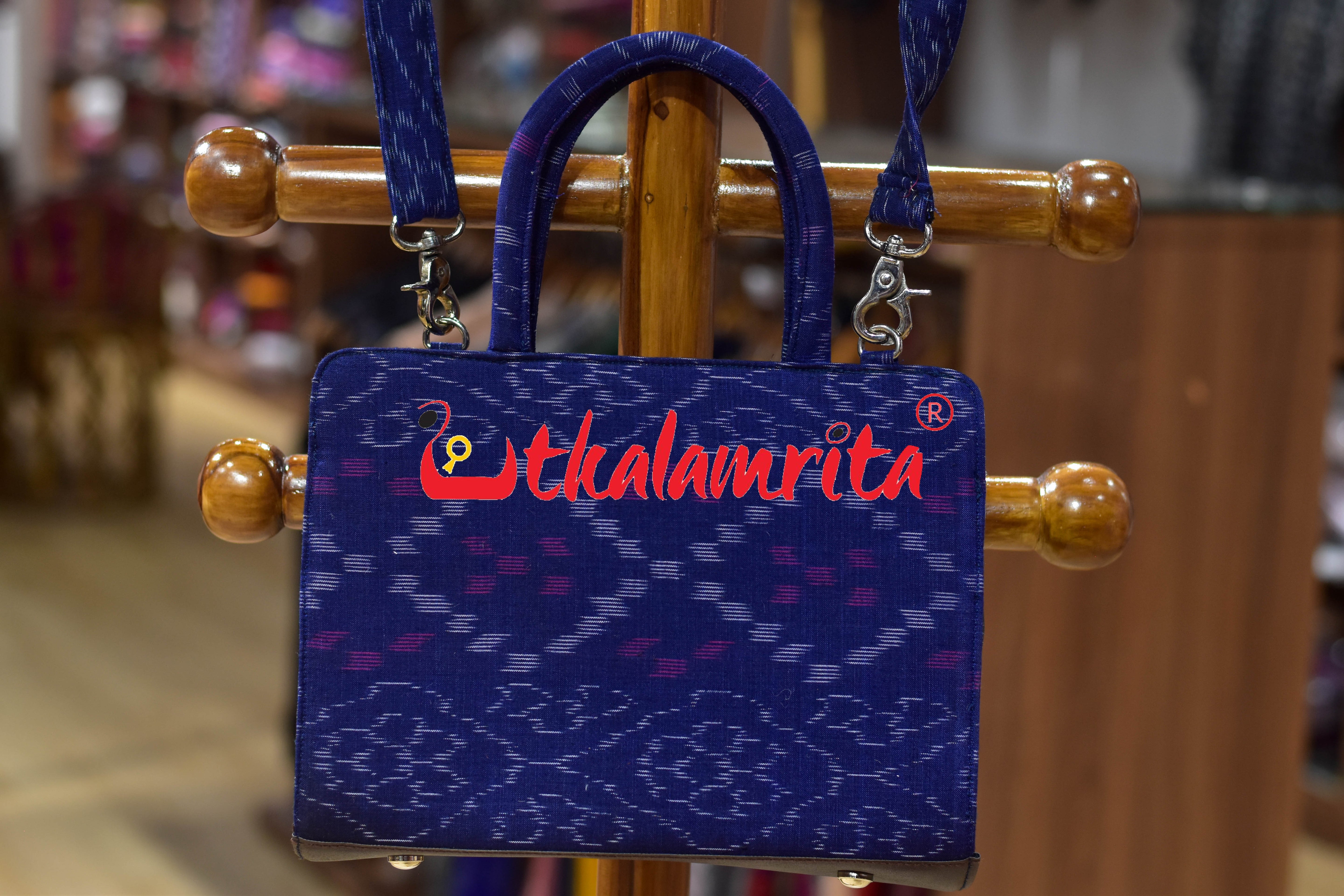Blue Tetris Medium Vanity Bag
