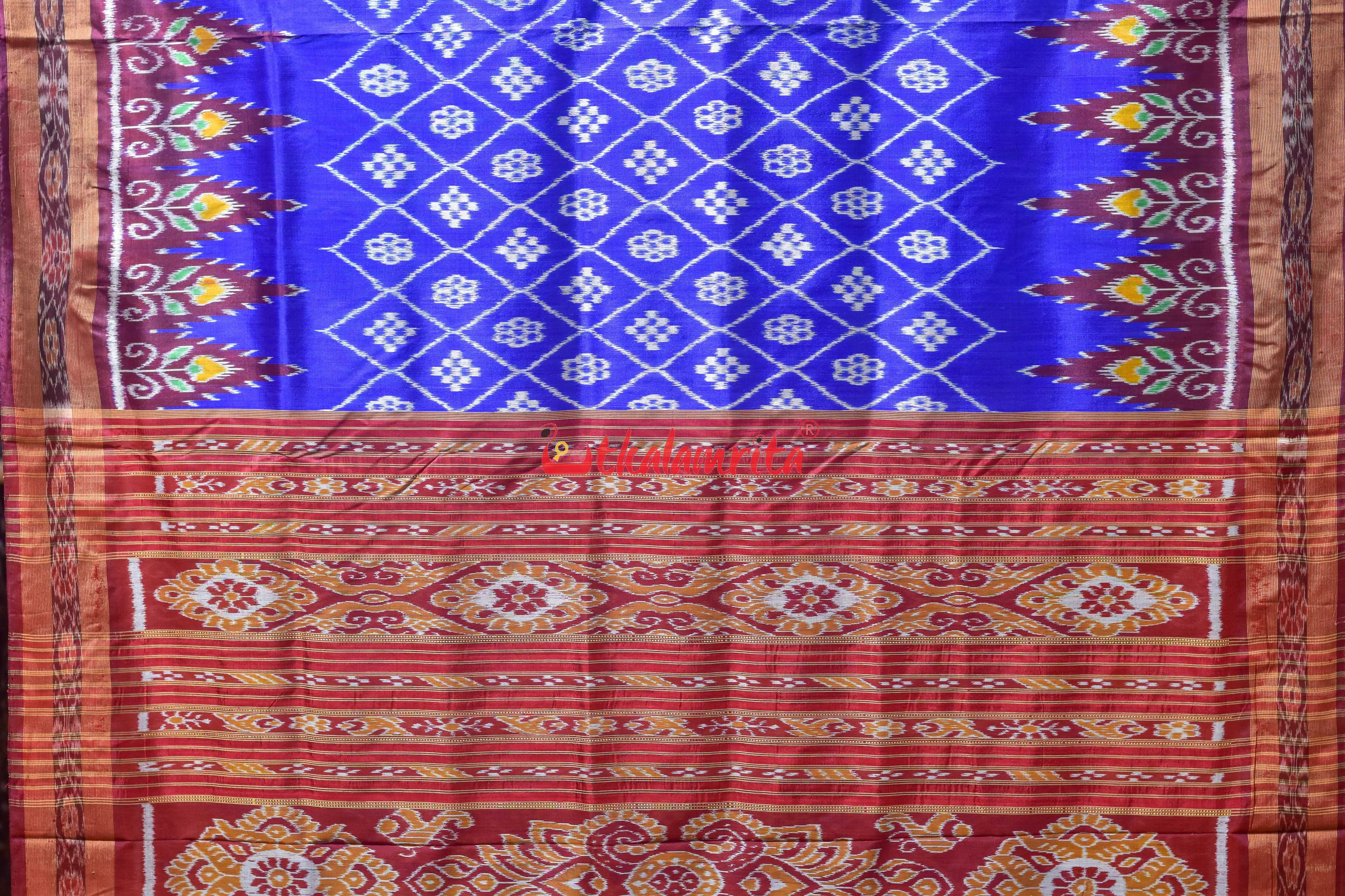 Blue Pasapali Body Khandua Silk Saree
