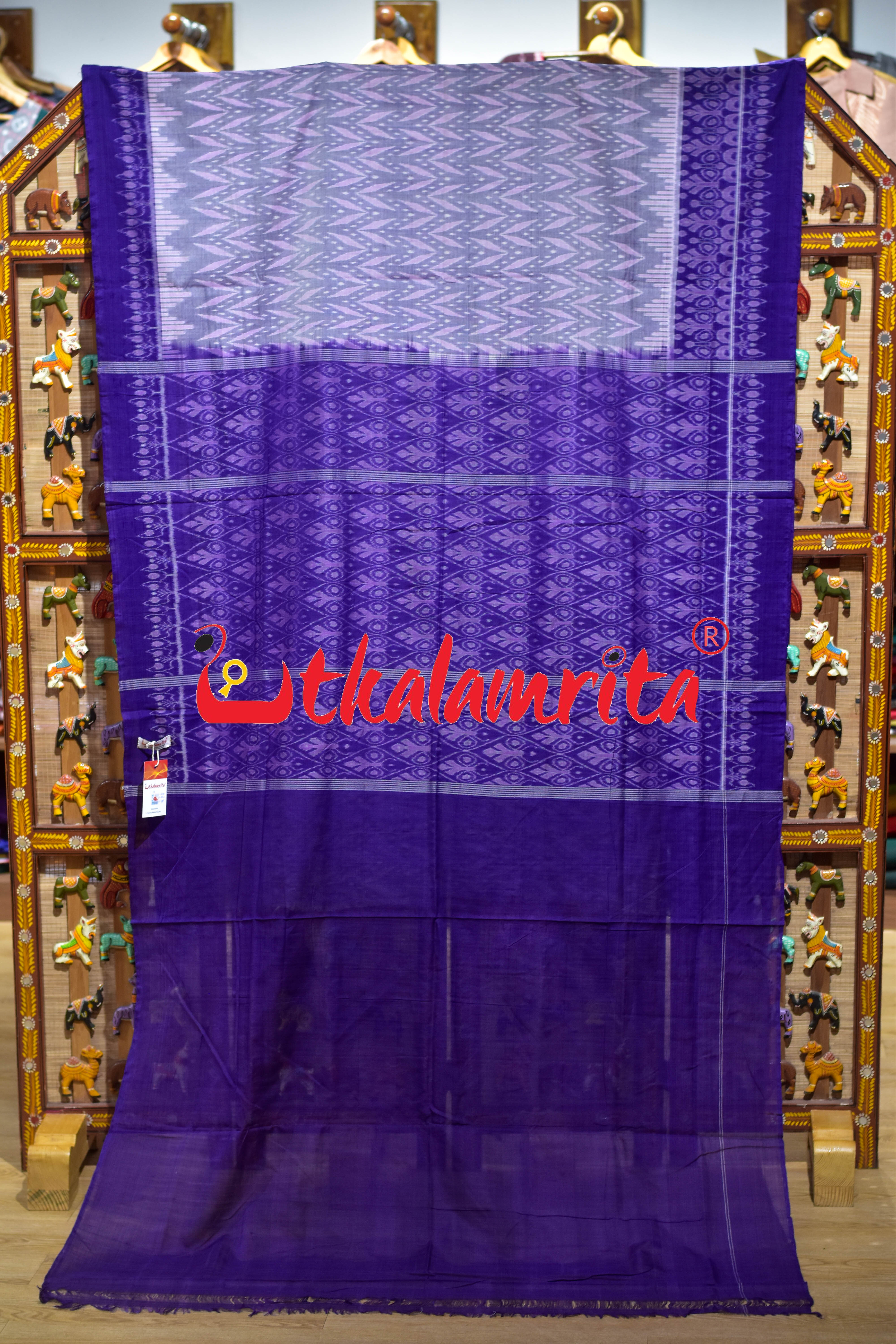 Grey Purple Dhanpatri Sambalpuri Cotton Saree