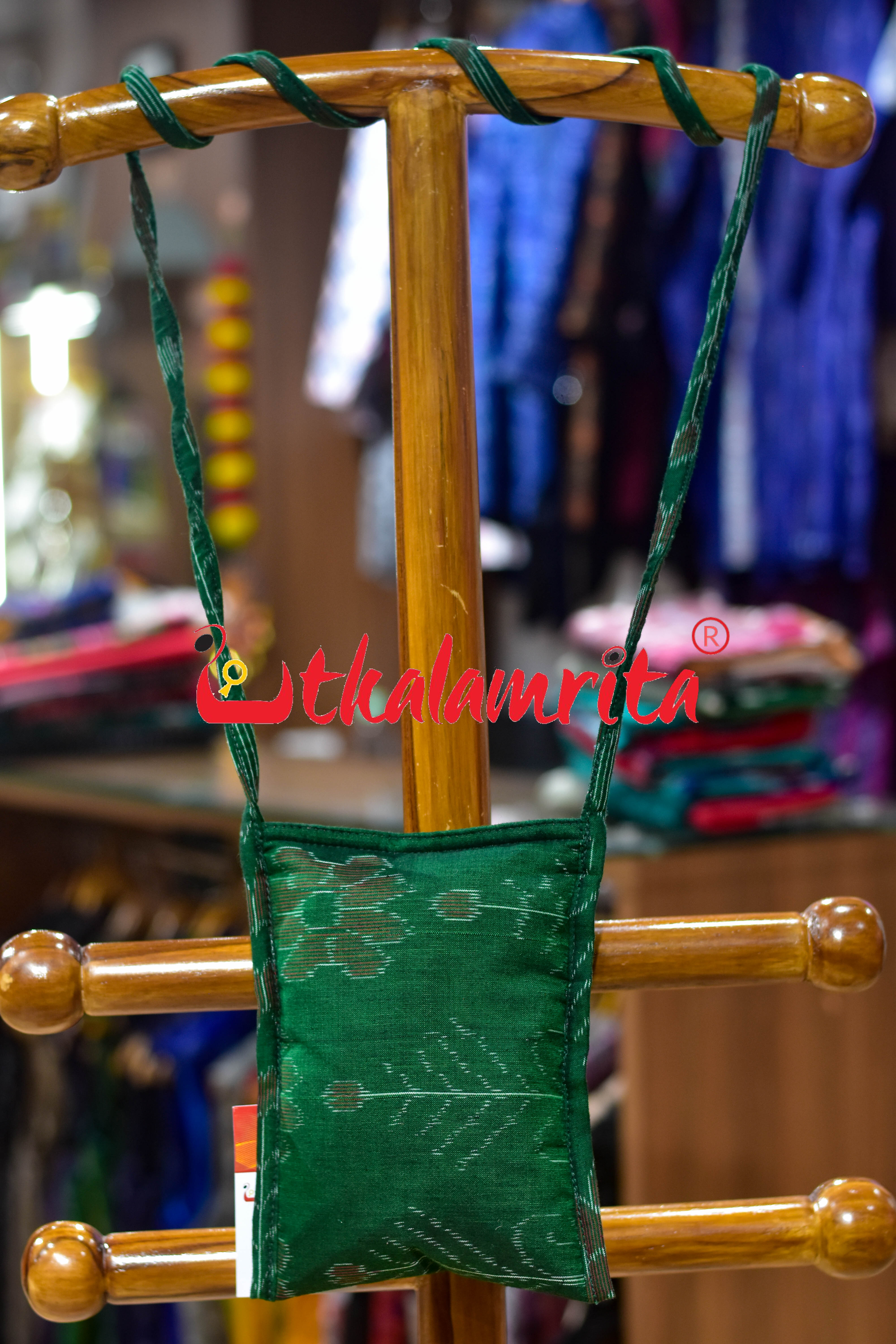 Green Big Flowers Mobile Sling Bag