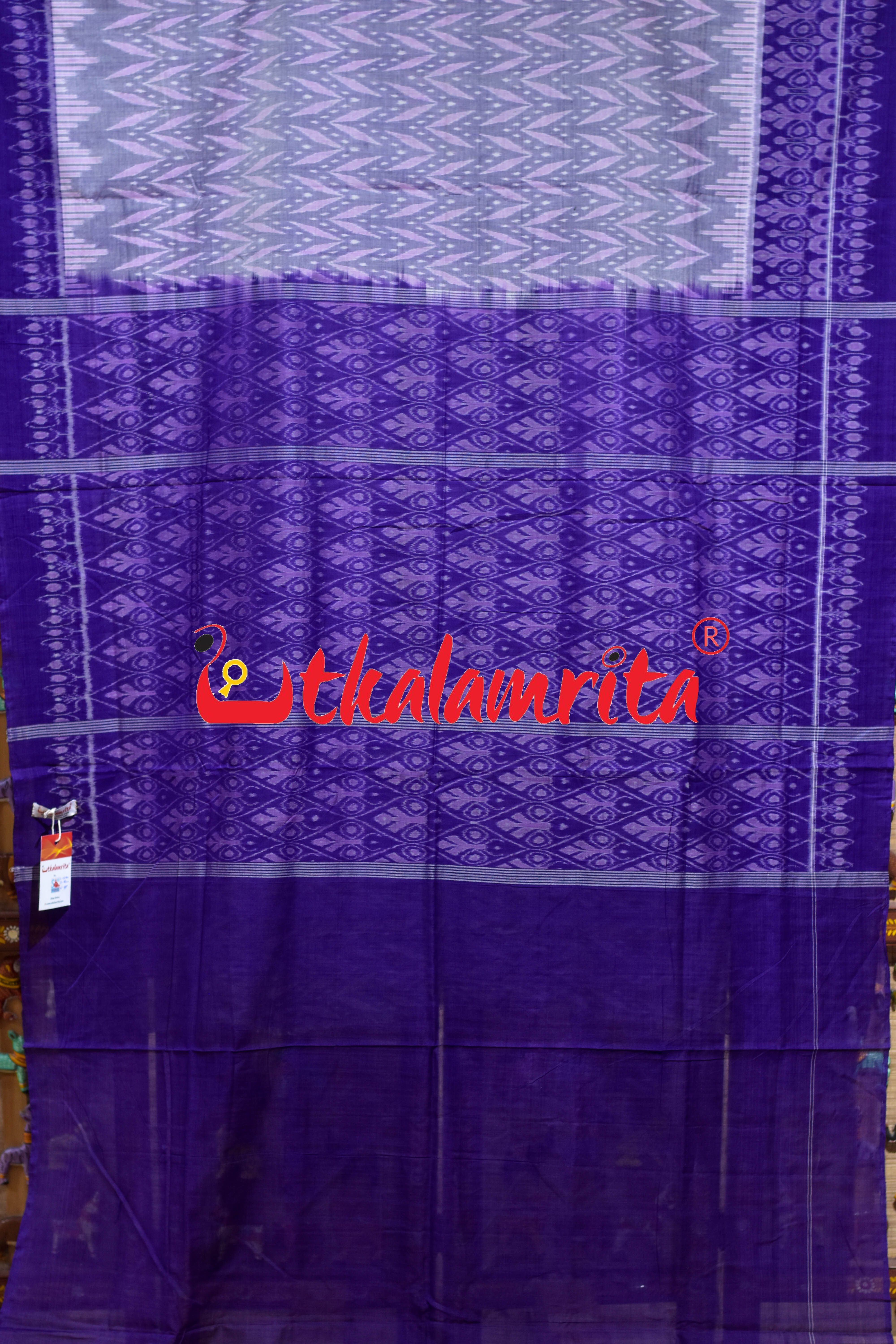 Grey Purple Dhanpatri Sambalpuri Cotton Saree