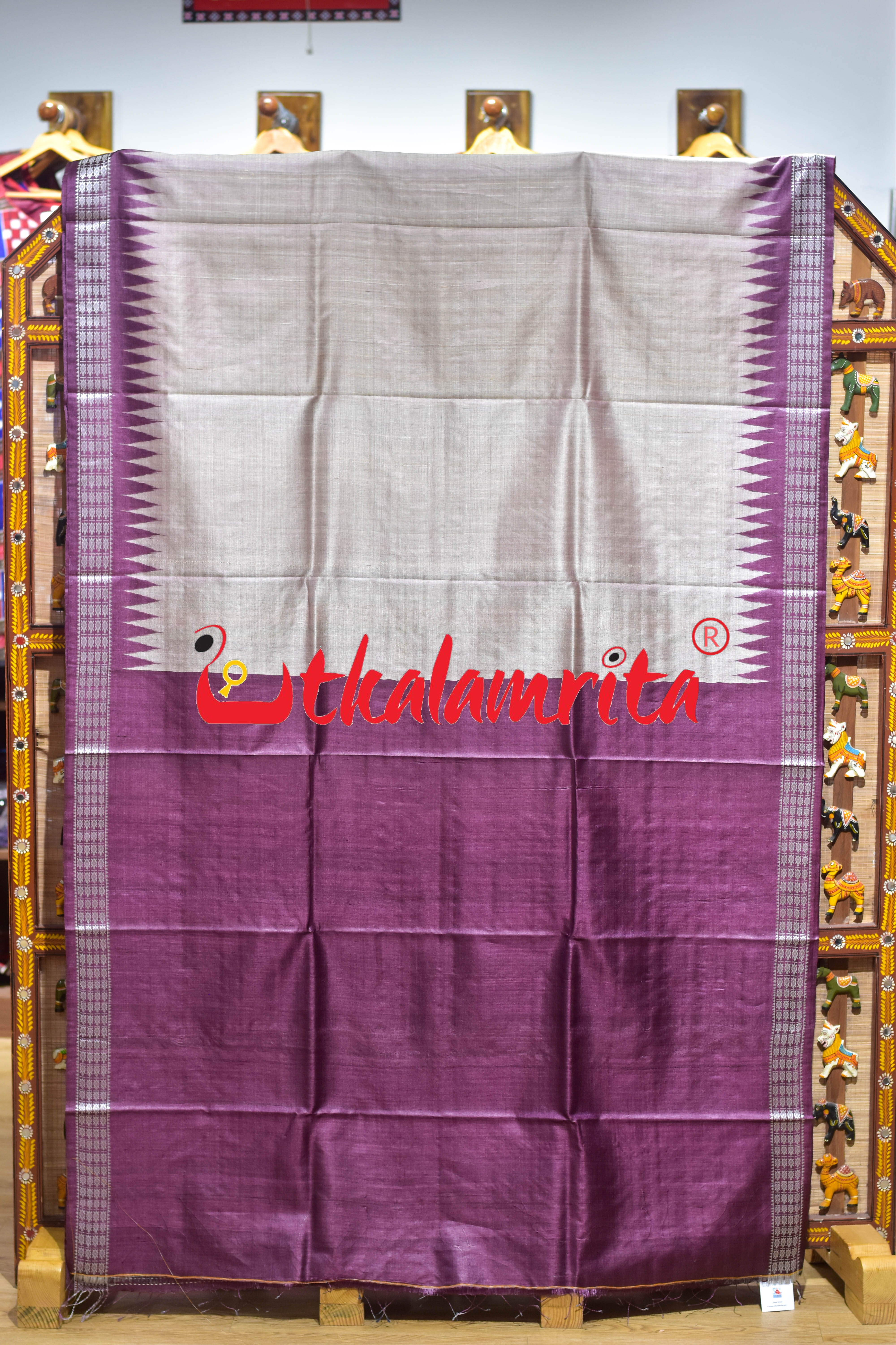 Boita Olive Ridley Natural Wine Tussar Silk Saree