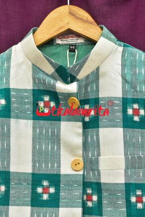 Green White Pasapali Cotton (Men's Jacket)