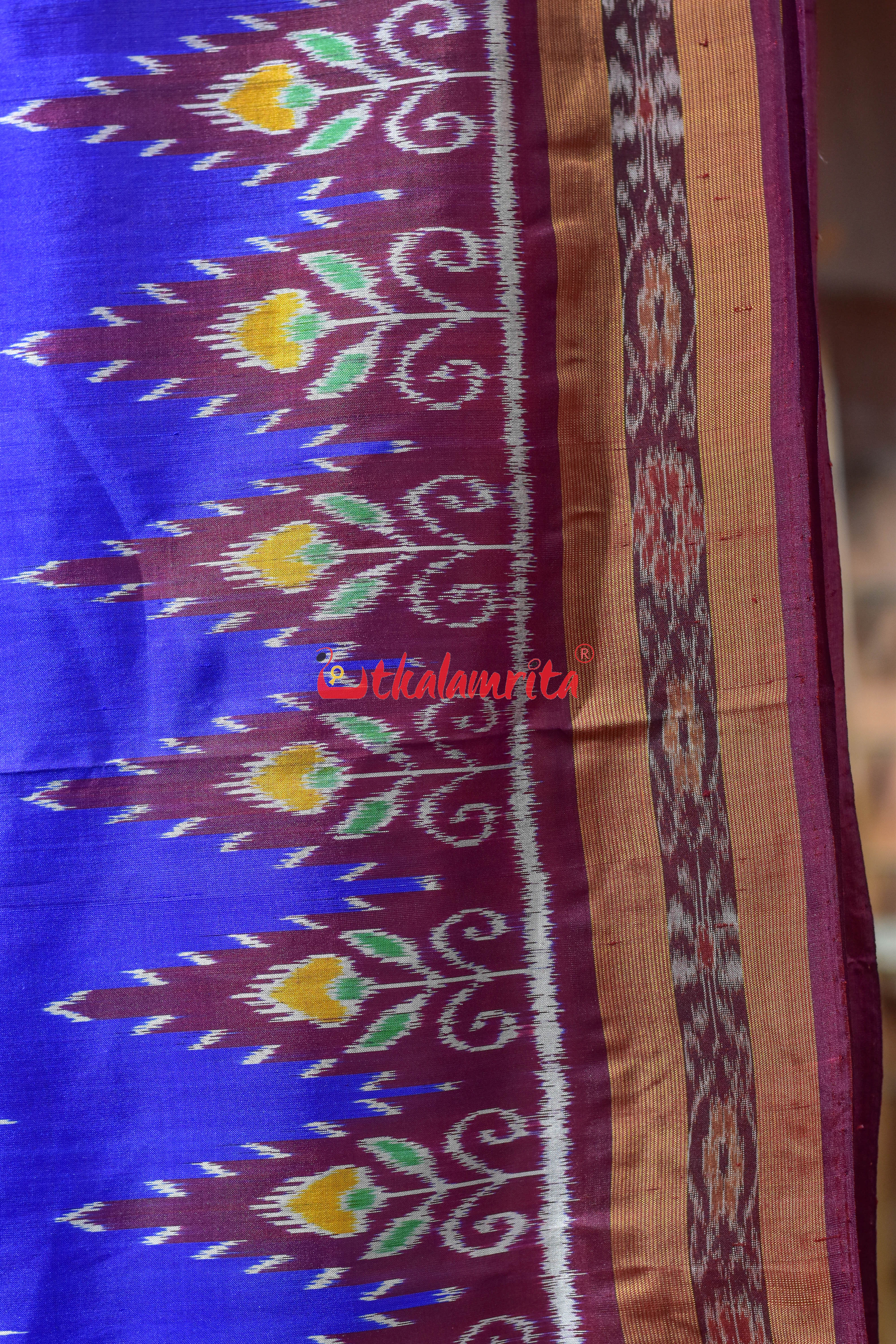 Blue Pasapali Body Khandua Silk Saree