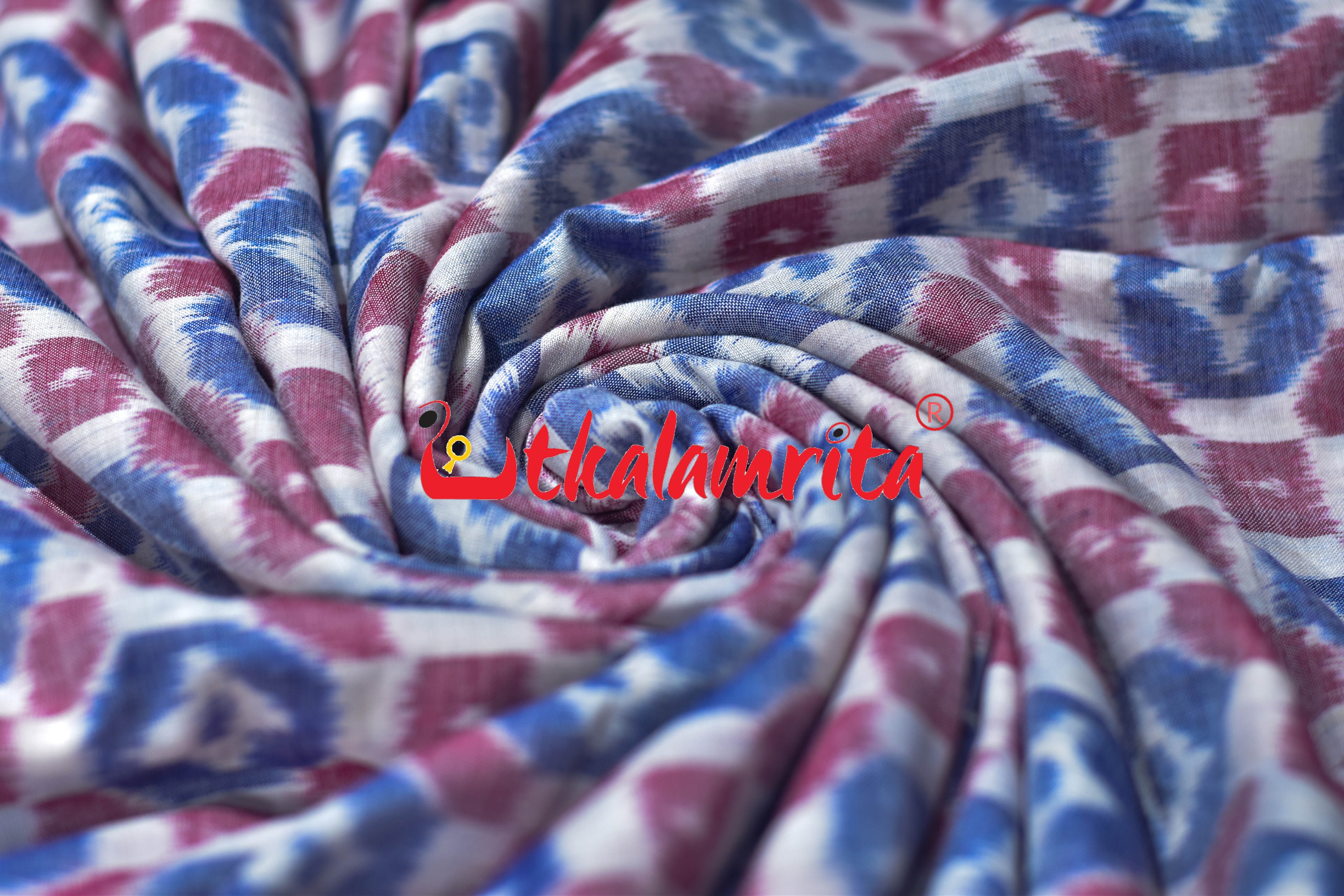 4D White Blue Red Blue Sambalpuri Cotton (Fabric)