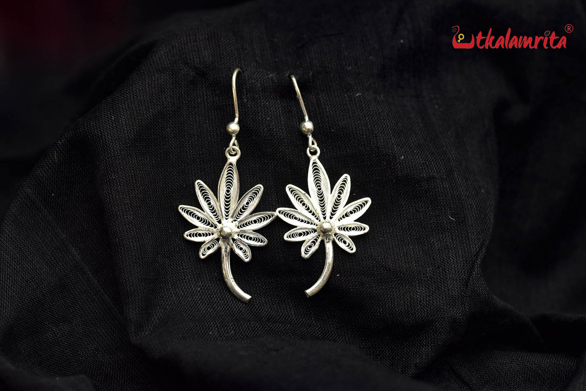 Coconut Tree Silver Danglers