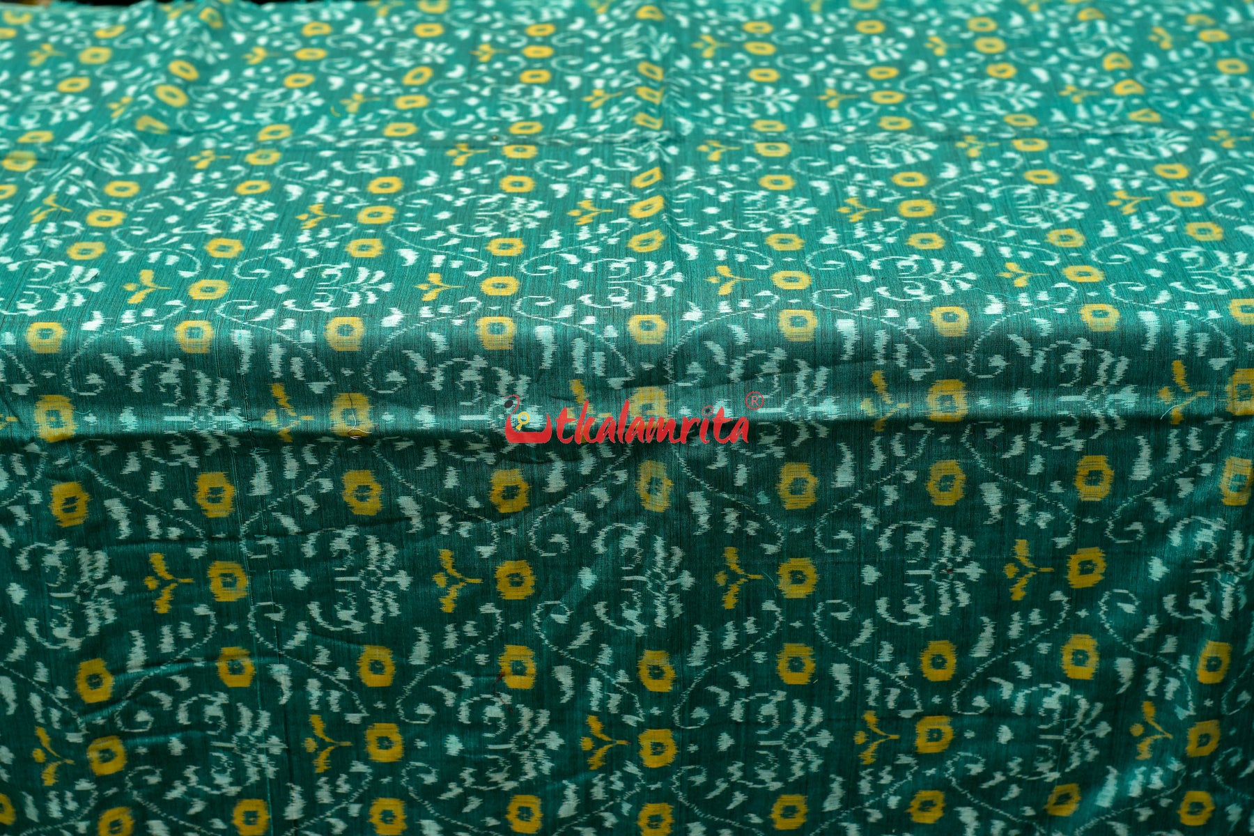 Green Flower Design Sambalpuri Cotton (Fabric)