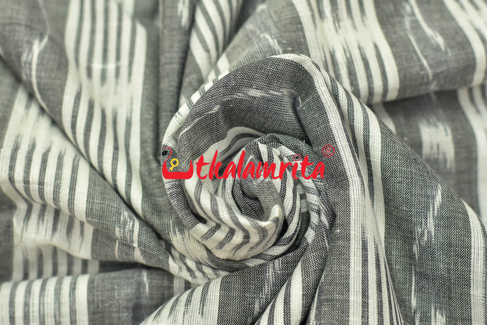 White Grey Lines and Lata (Fabric)