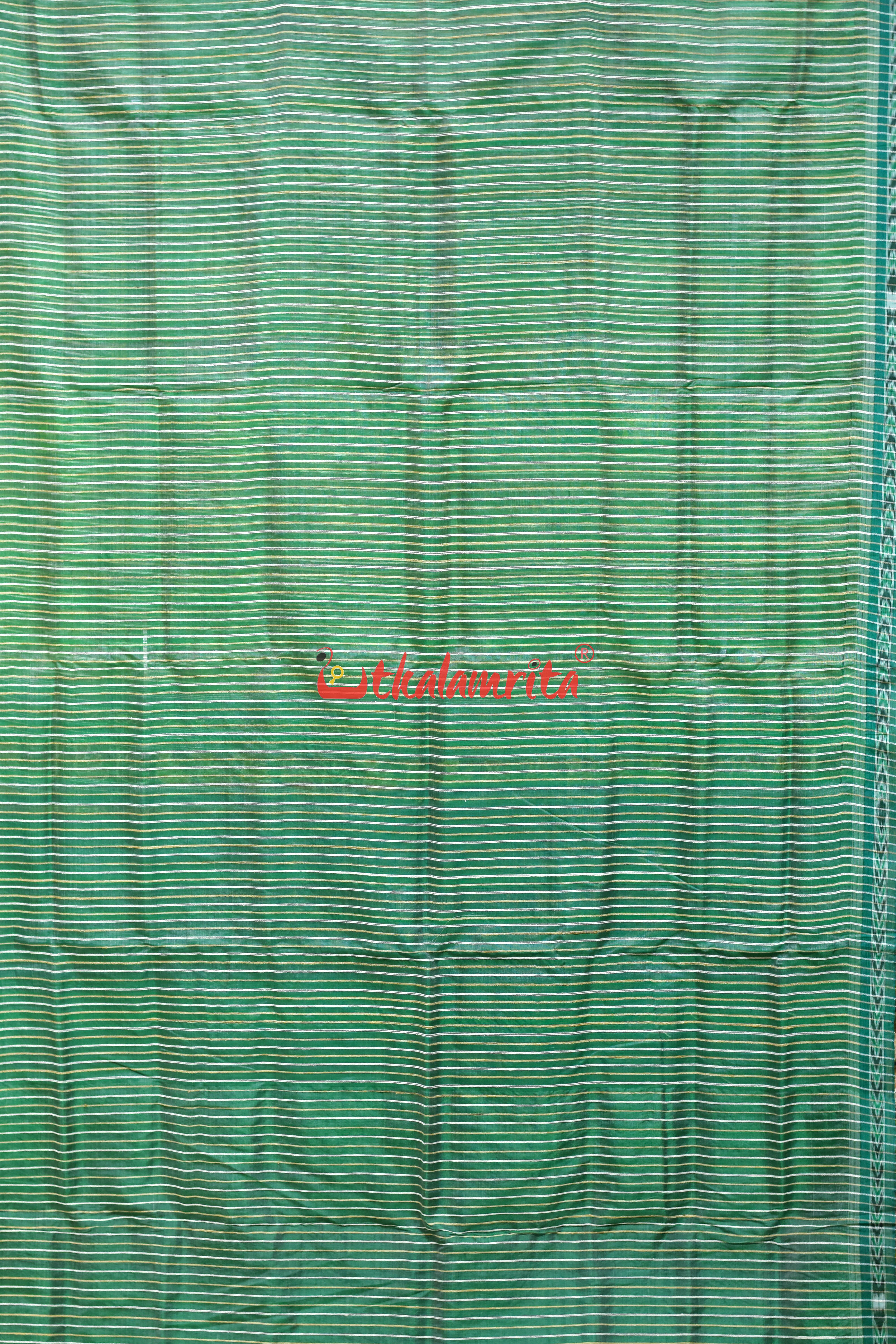 Green Eri Mulberry Animal Anchal Khandua Silk Saree