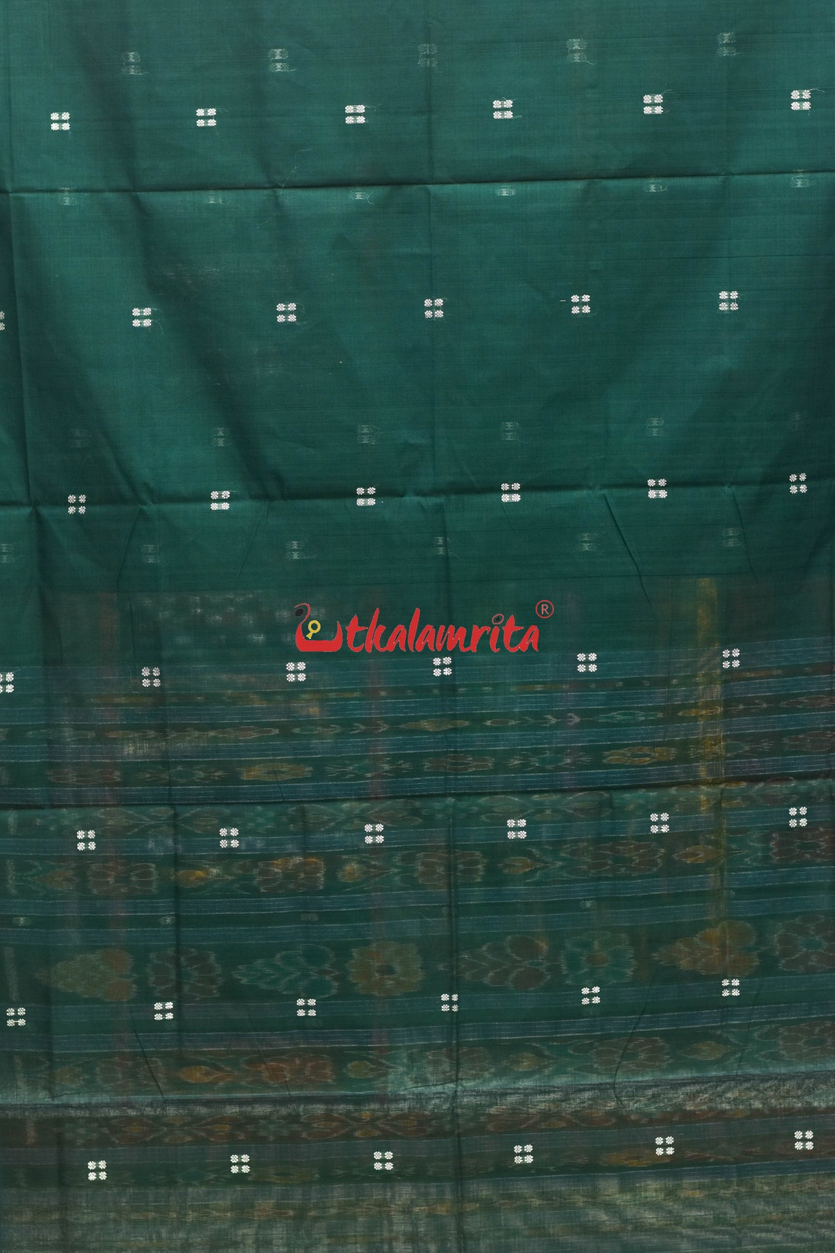 Bottle Green Sky Pittala Single Cotton Saree