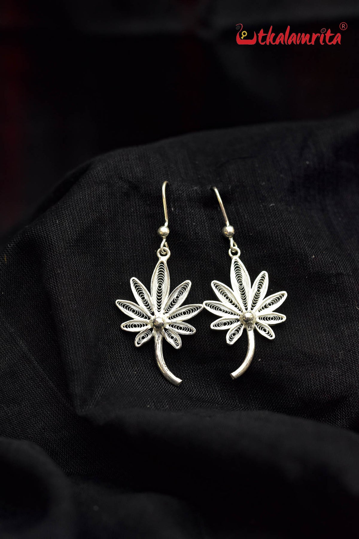 Coconut Tree Silver Danglers