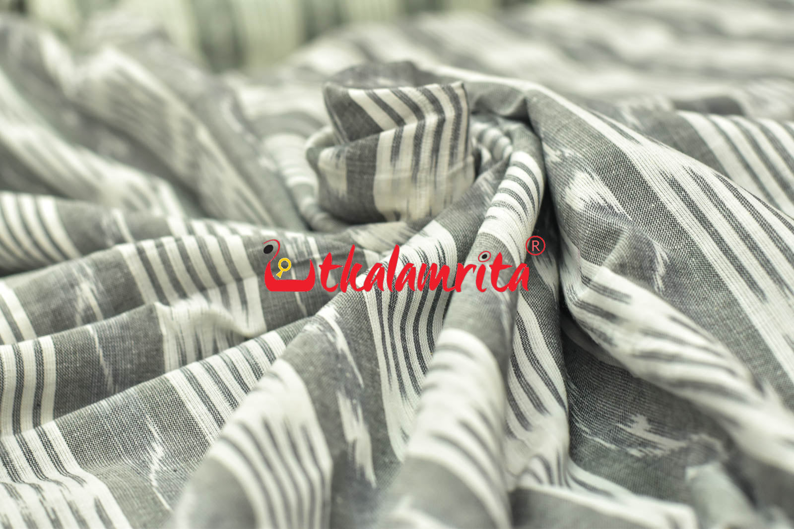 White Grey Lines and Lata (Fabric)