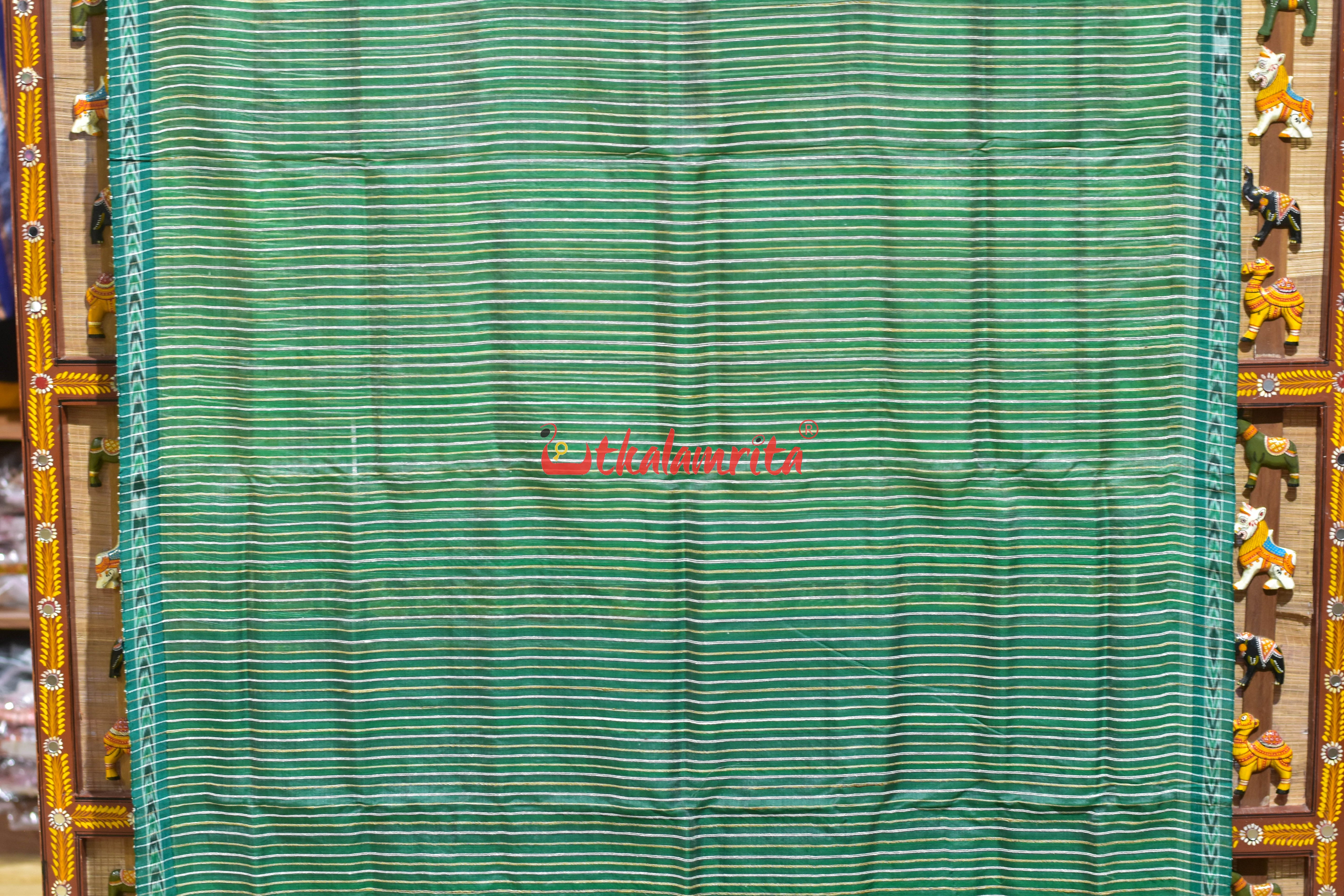 Green Eri Mulberry Animal Anchal Khandua Silk Saree