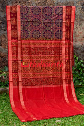 Konark Chakra Double Machha Dhadi Sambalpuri Cotton Saree