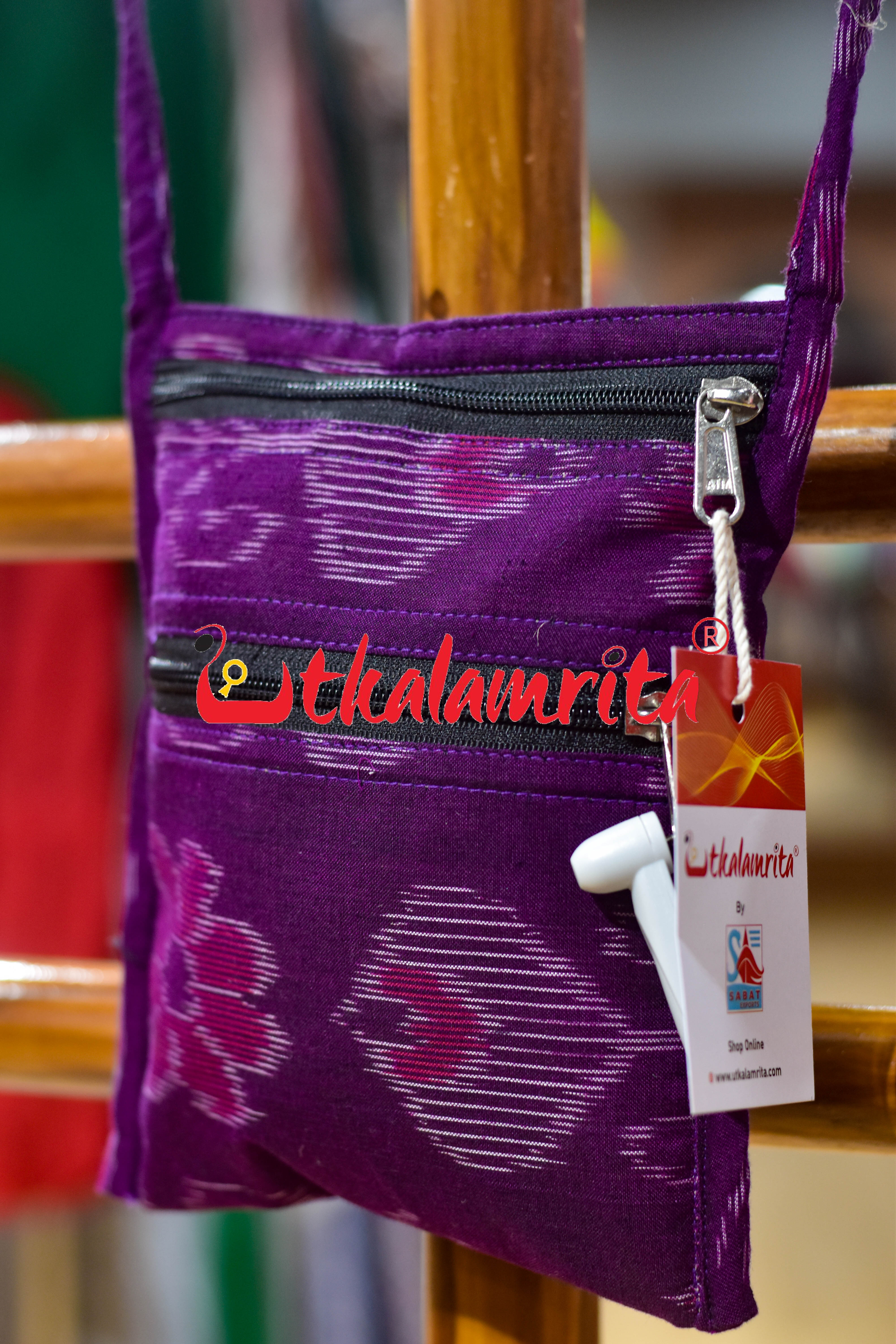 Purple Big Flowers Mobile Sling Bag