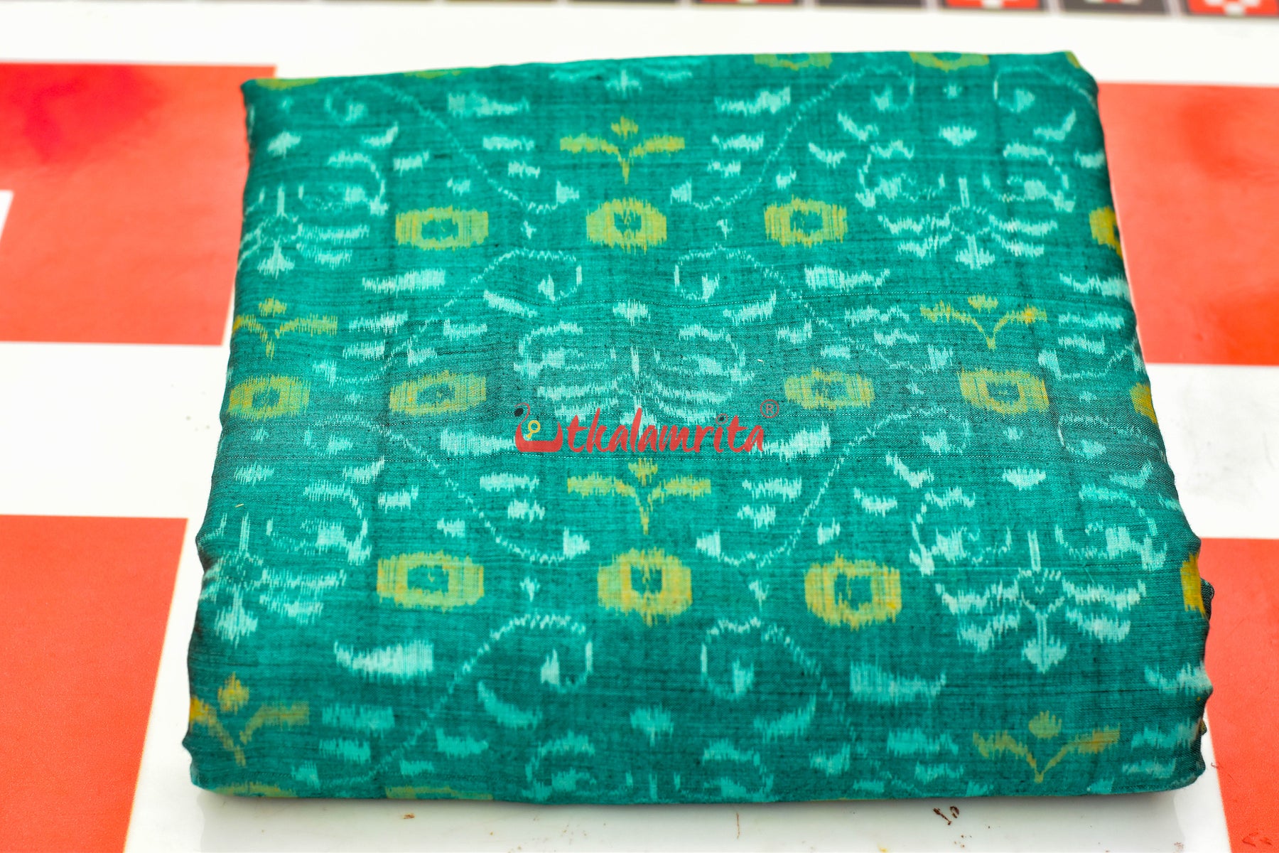 Green Flower Design Sambalpuri Cotton (Fabric)